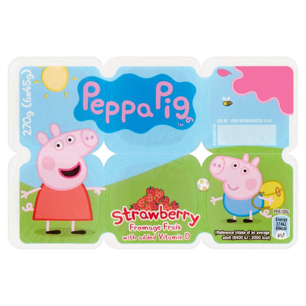 Peppa Pig Strawberry Fromage Frais 6 x 45g image 1