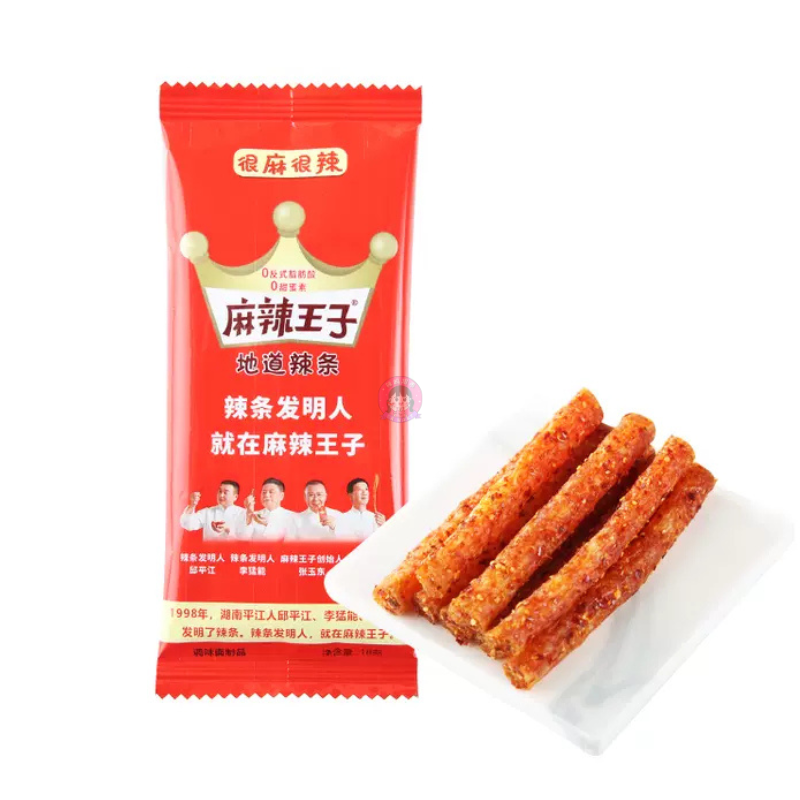 麻辣王子麻辣条很麻很辣18g MLWZ Super Spicy Soybean Strip 图像 1