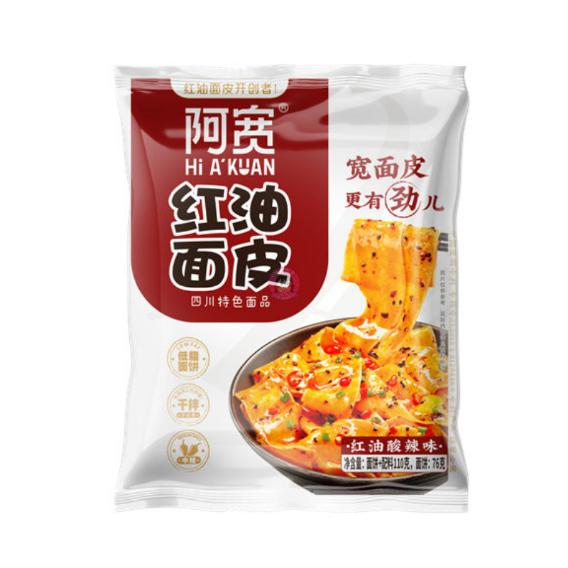 阿宽红油面皮酸辣味115g AK Broad Noodle Chili Oil Flavor image 1