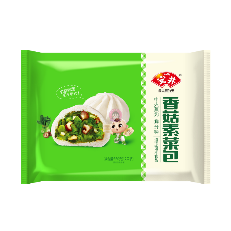 安井香菇素菜包360g Anjoy Pak Choi and Mushroom Bun 图像 1