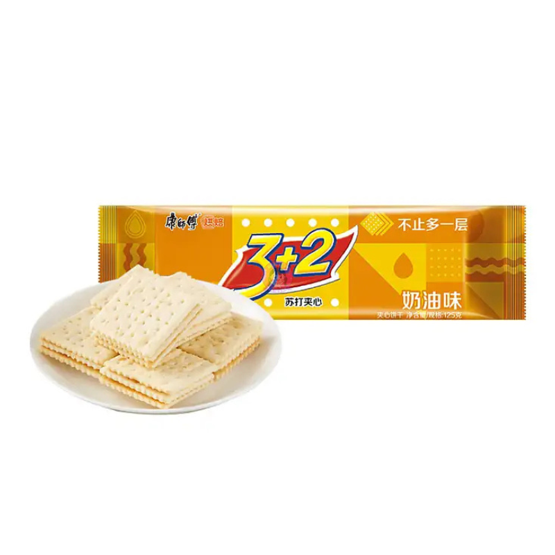 康师傅3+2苏打夹心饼干奶油味125g Master Kang Biscuits Original Flavour image 1