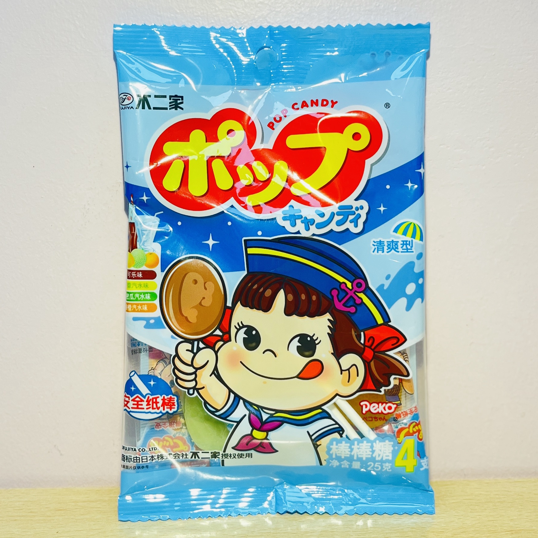 不二家棒棒糖清爽混合口味25g Fujiya Lollipop Soda Candy Assorted Flavour 图像 1