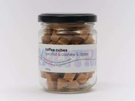 Toffee Cubes - cubulete de ciocolata cu lucuma si mesquite - Maitri Borcan ~ 100g imagine 1