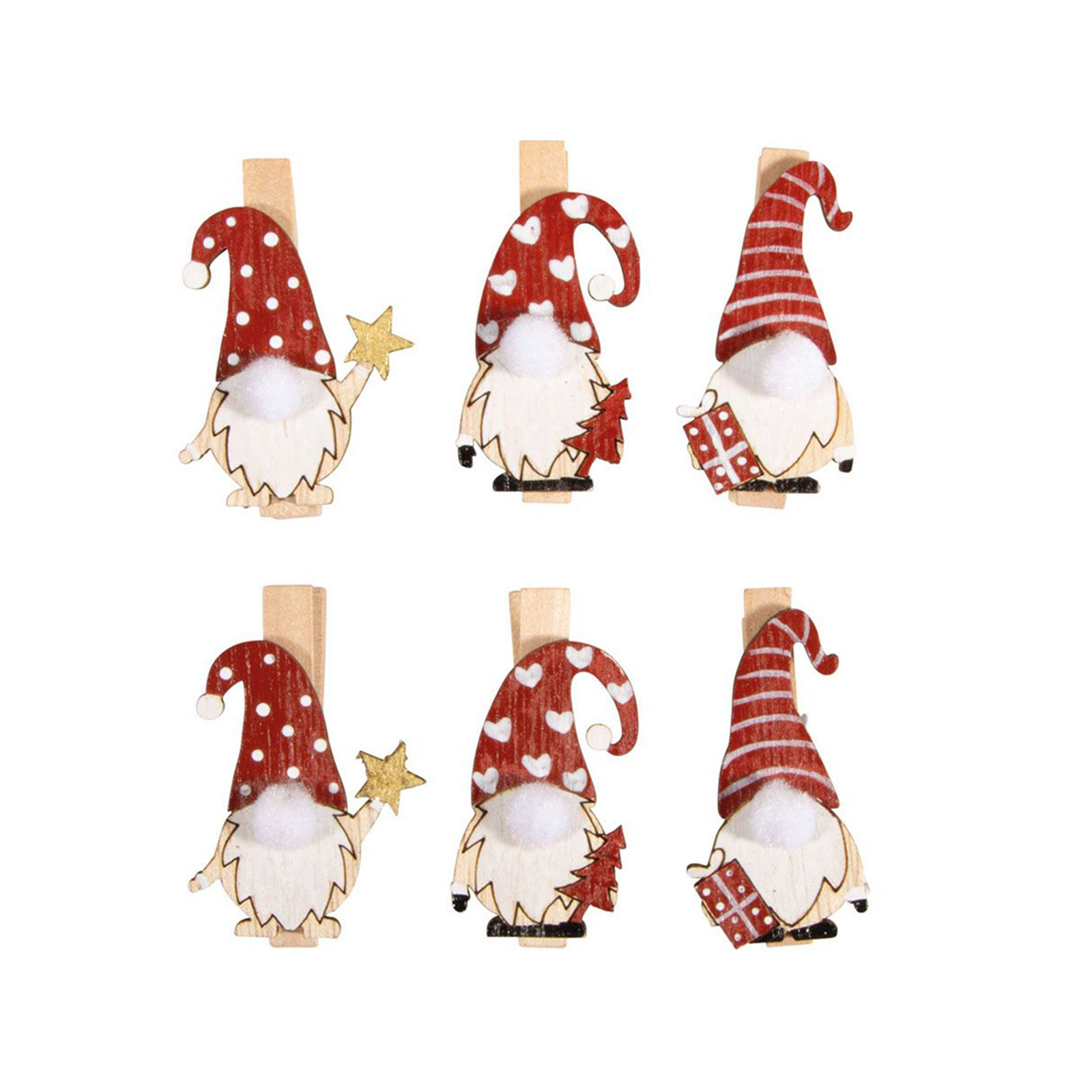 44468210 μανταλάκια διακοσμητικά ξύλινα 6τεμ εικόνα 1