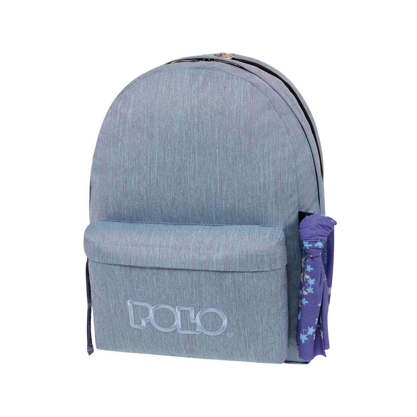 Polo σχολική τσάντα πλάτης μπλε, με μαντήλι εικόνα 1