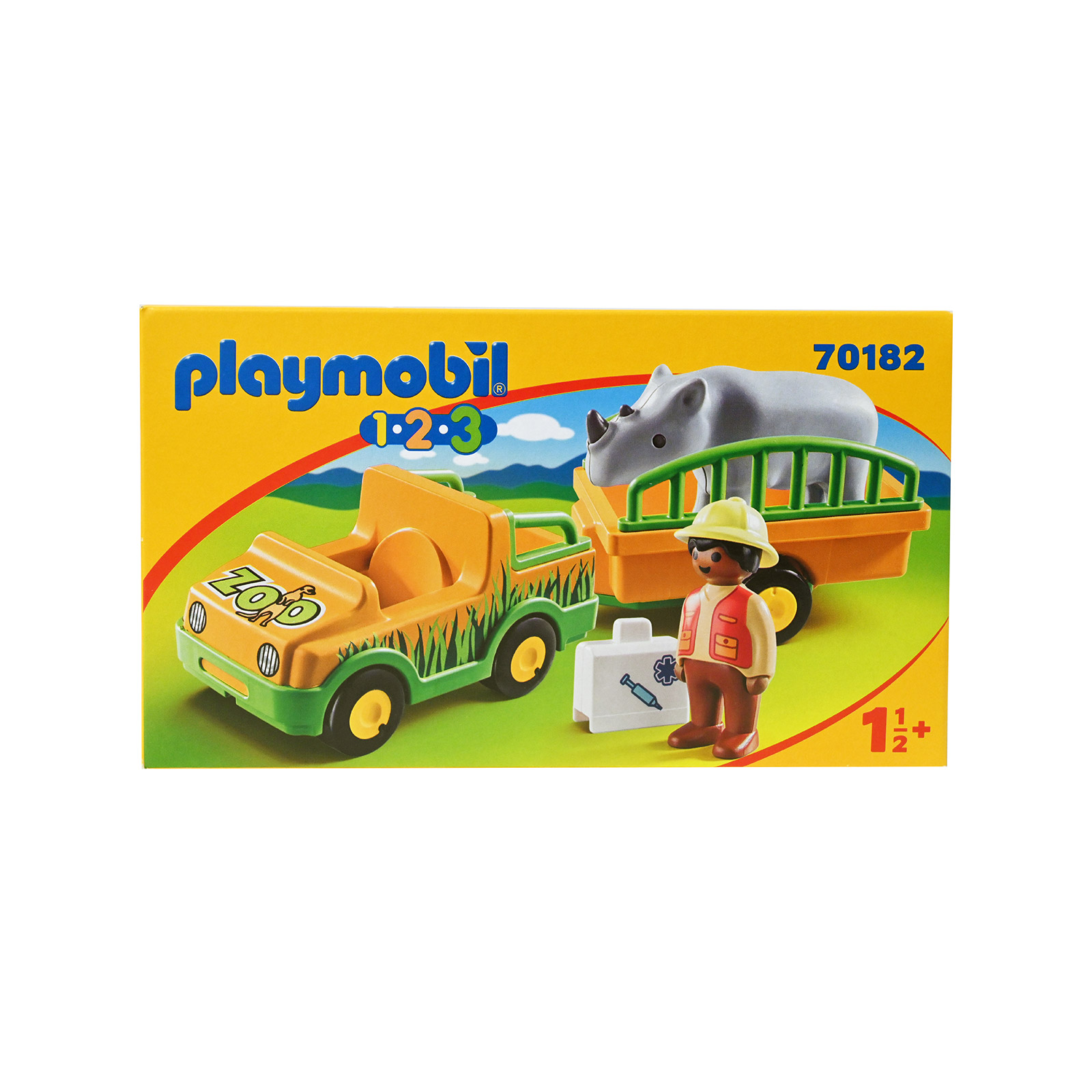Playmobil 1- 2- 3 όχημα ζωολογικού κήπου με ρινόκερο παιχνίδι 1,5+ ετών εικόνα 1