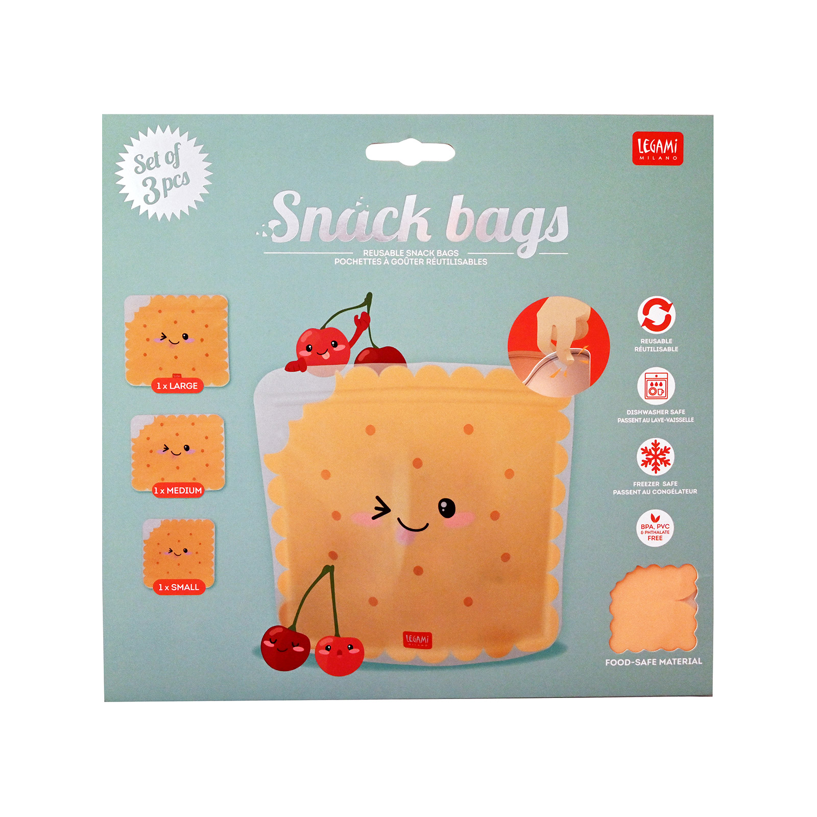 Legami Snack bags σακουλες τροφίμων 3τεμ εικόνα 1
