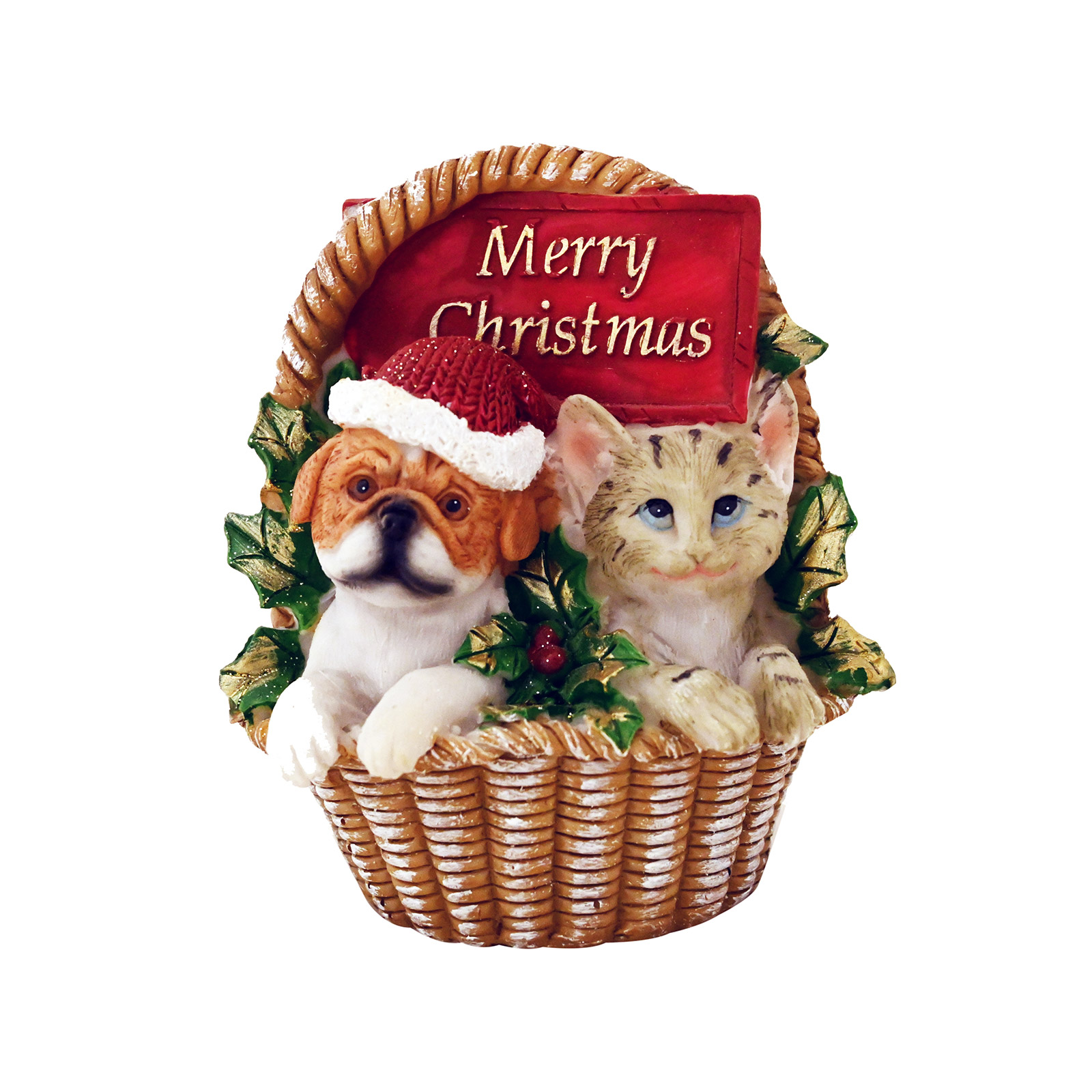 86662 διακοσμητικά χριστουγεννιάτικα ζωάκια μέσα σε χριστουγεννιάτικο καλάθι εικόνα 1