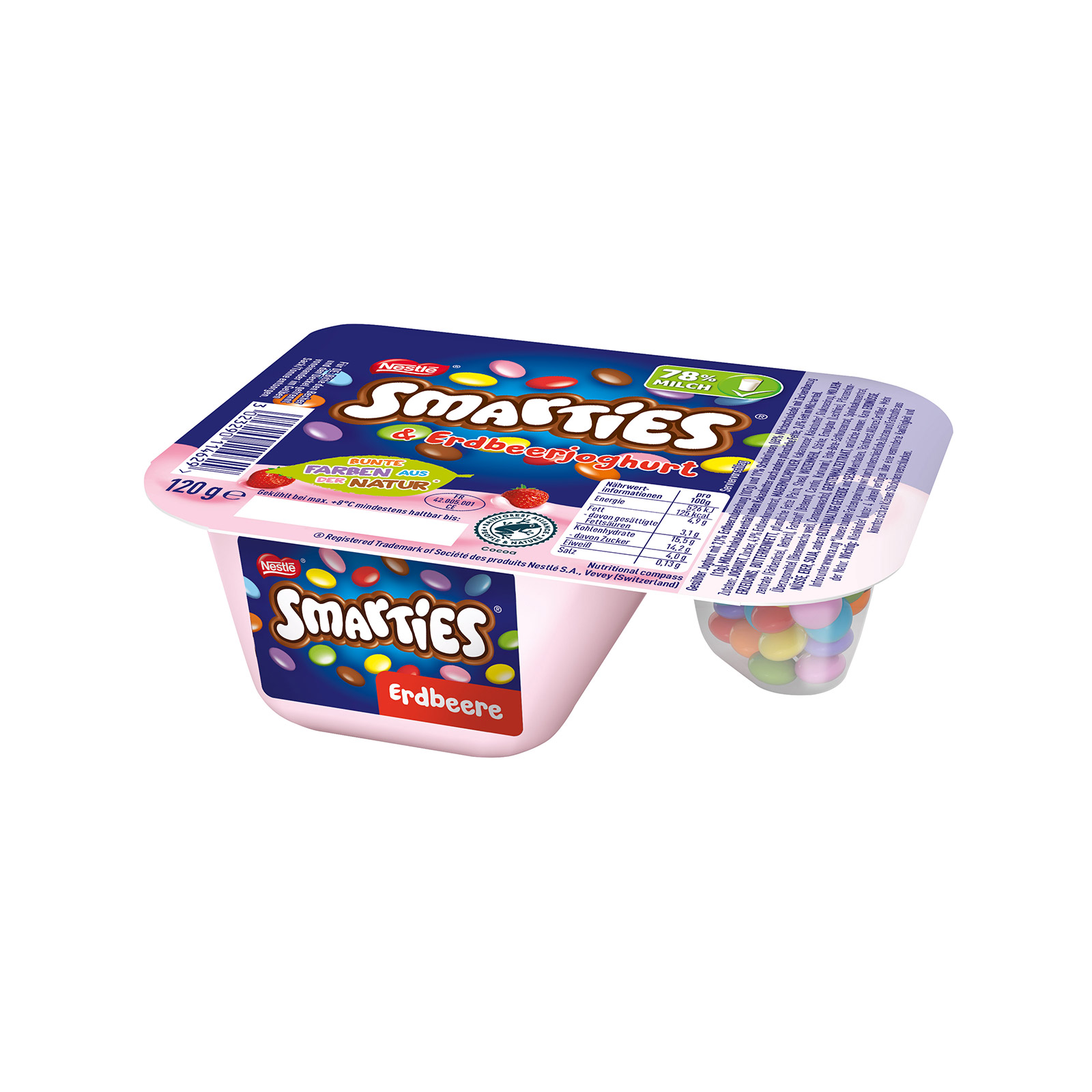 Smarties επιδόρπιο γιαουρτιού φράουλα με κουφετάκια σοκολάτας 120g εικόνα 1