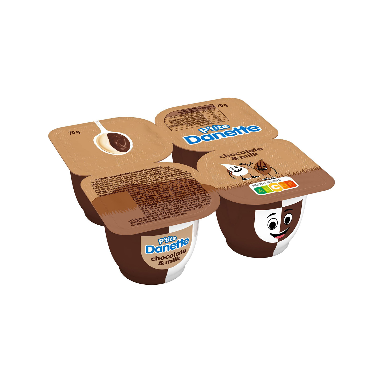 Danone Danette duo επιδόρπιο γάλακτος ψυγείου γάλα & σοκολάτα 4x70g εικόνα 1
