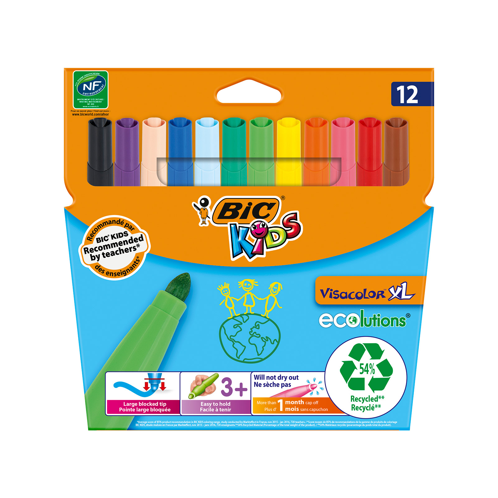Bic Kids visacolor xl μαρκαδόροι ζωγραφικής παιδικοί 12τεμ εικόνα 1
