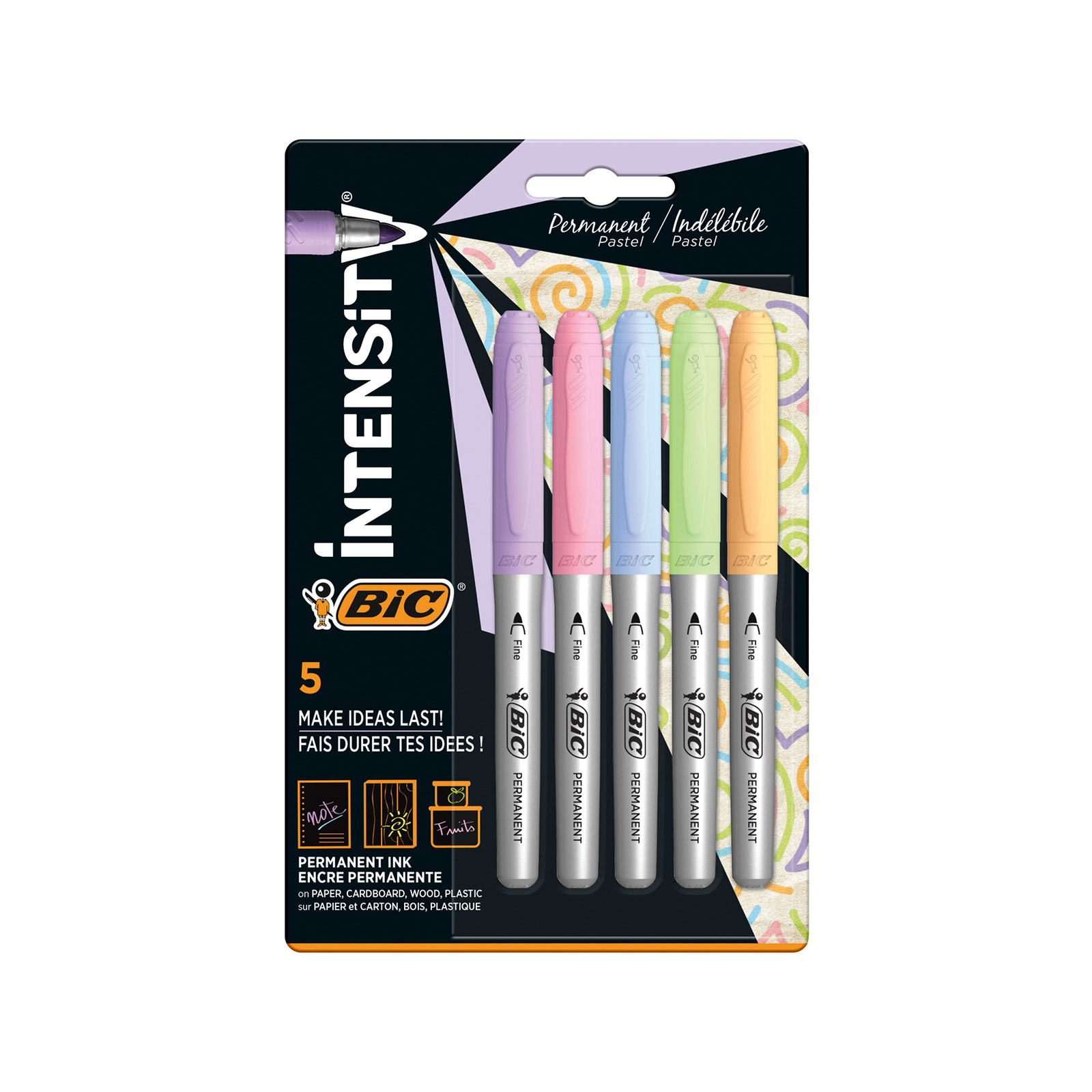 Bic Intensity μαρκαδόρος ανεξίτηλος pastel 5τεμ εικόνα 1