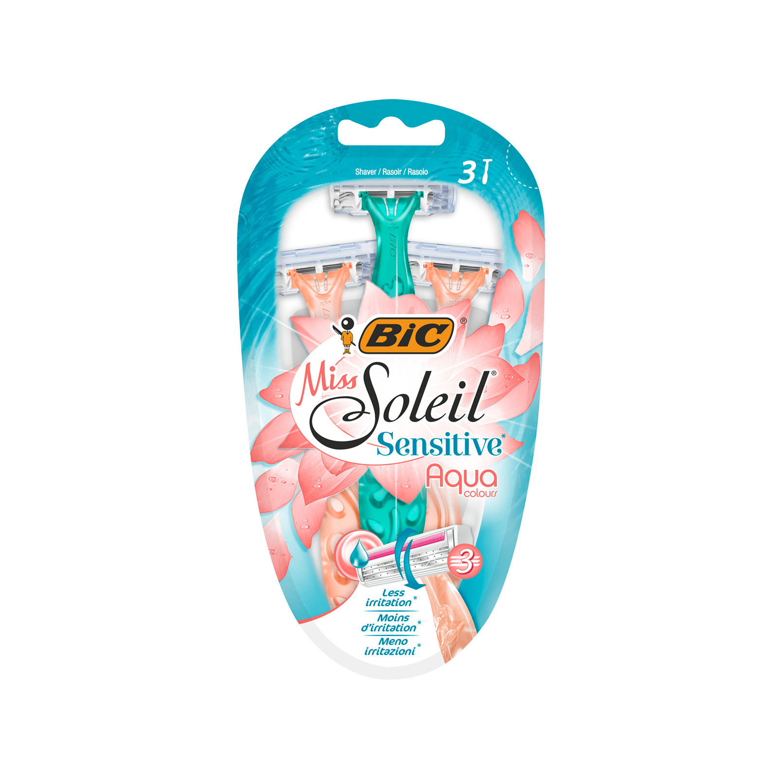 Bic Miss soleil sensitive ξυραφάκια γυναικεία aqua colour 3τεμ εικόνα 1