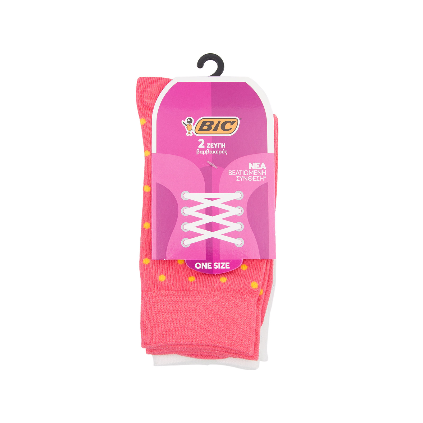 Bic Amelia κάλτσα γυναικεια βαμβακερή one size / πουα ροζ άσπρο / 2 ζεύγη εικόνα 1