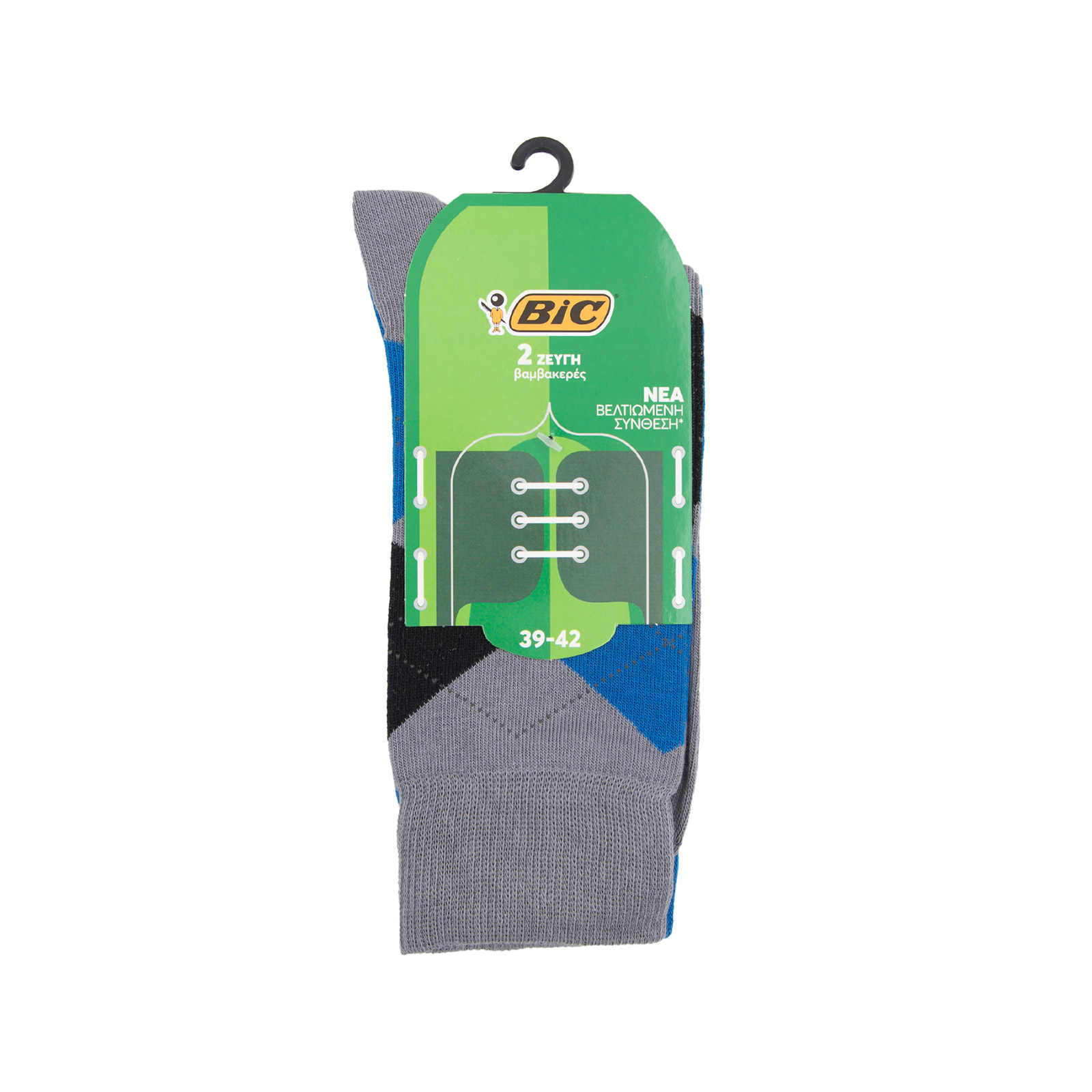 Bic Atri κάλτσα βαμβακερή καρο μπλε - γκρι / No. 39- 42 / 2 ζεύγη εικόνα 1