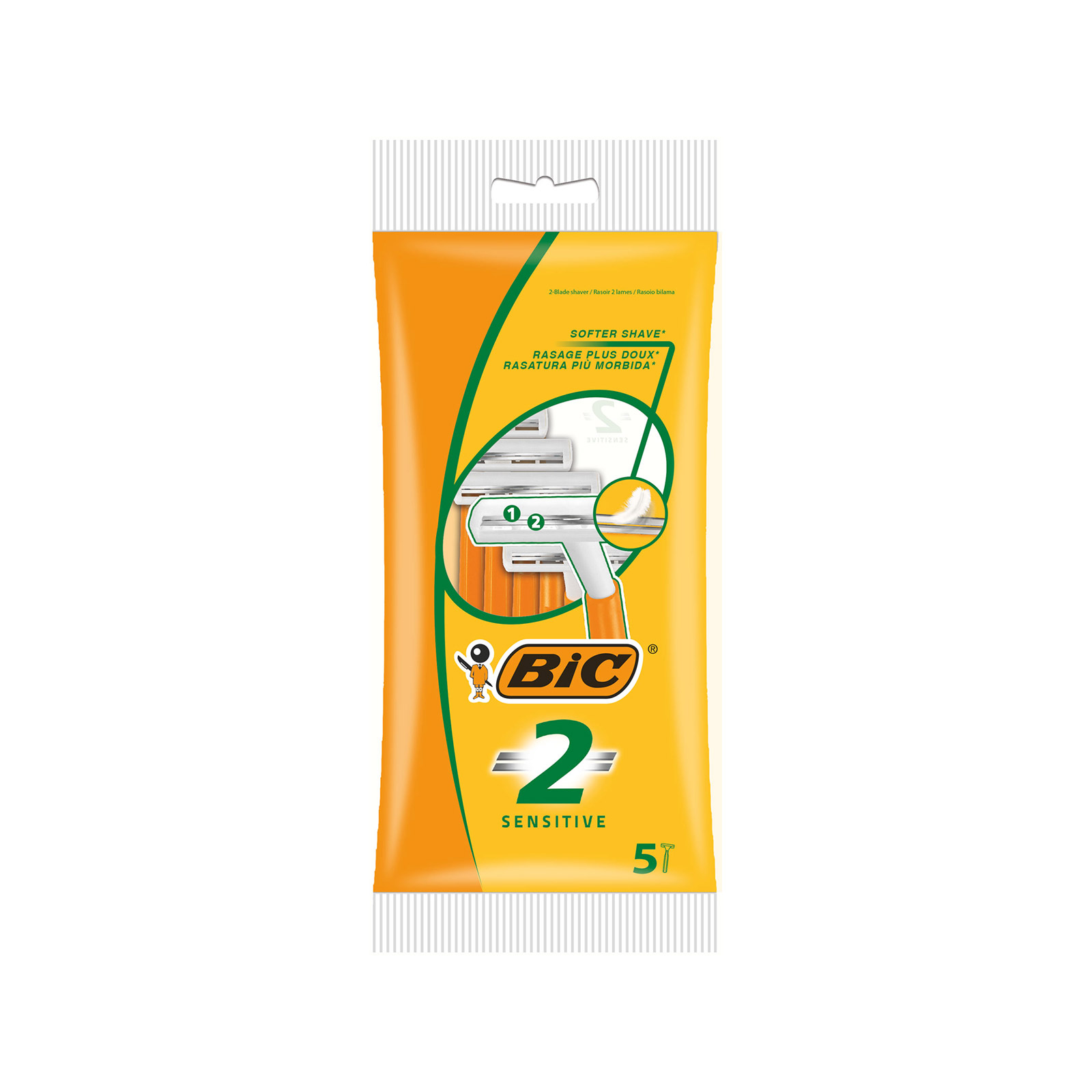 Bic 2 razors for men sensitive for men 5pcs image 1