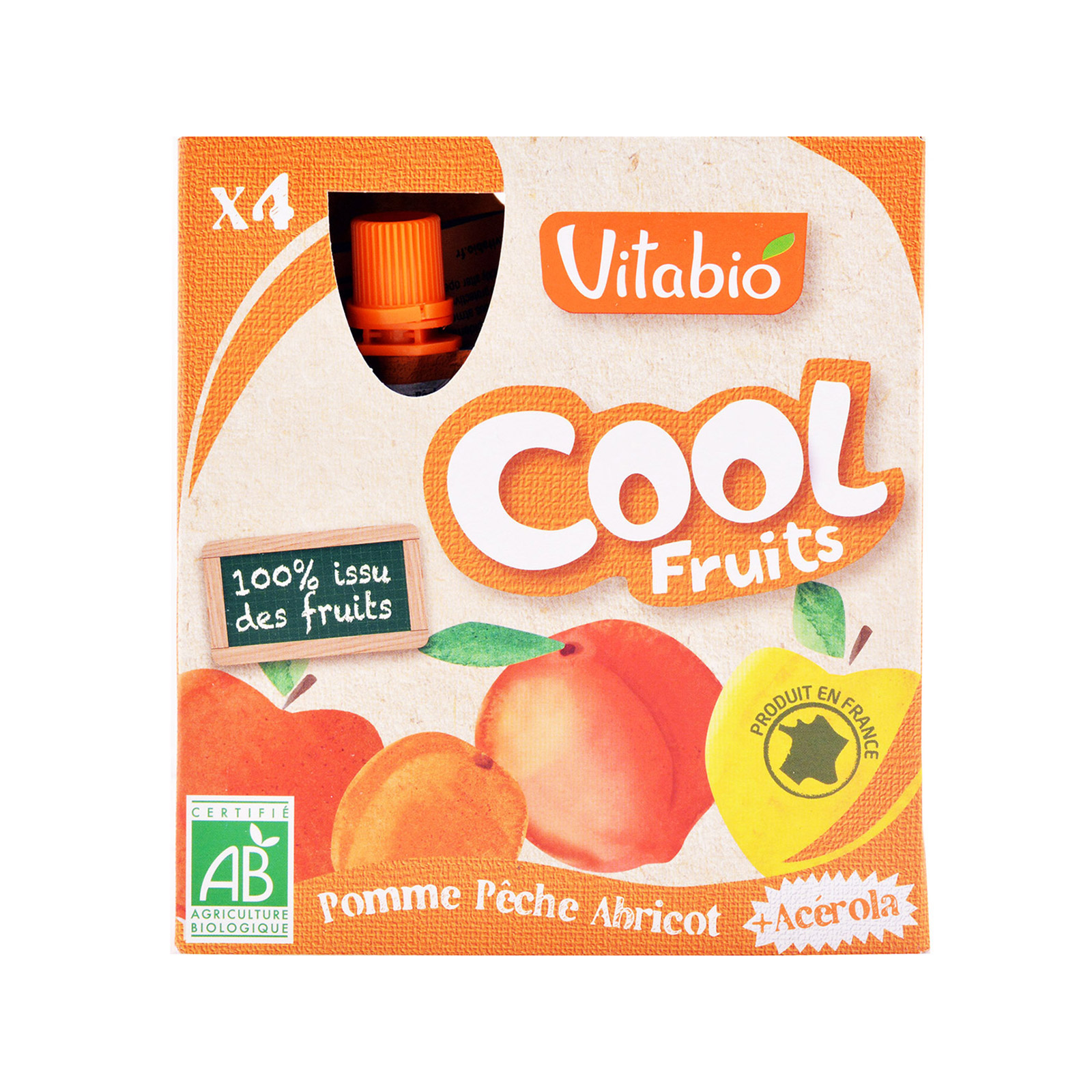 Vitabio Cool Fruits επιδόρπιο φρούτων μήλο - ροδάκινο - βερίκοκο - ασερόλα 90g εικόνα 1