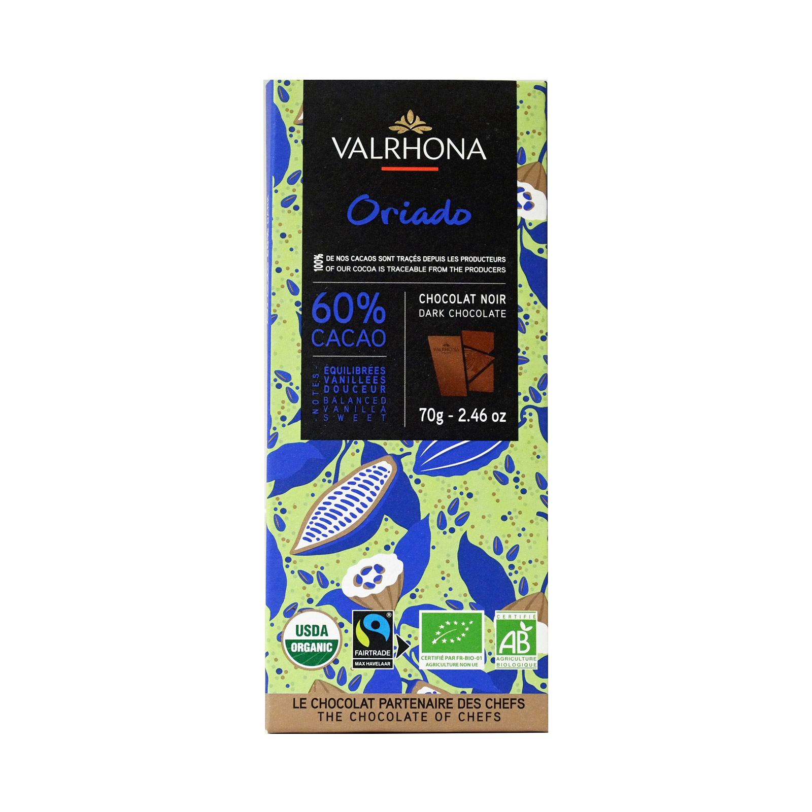 Valrhona Oriado dark chocolate 60% Cocoa 70g image 1