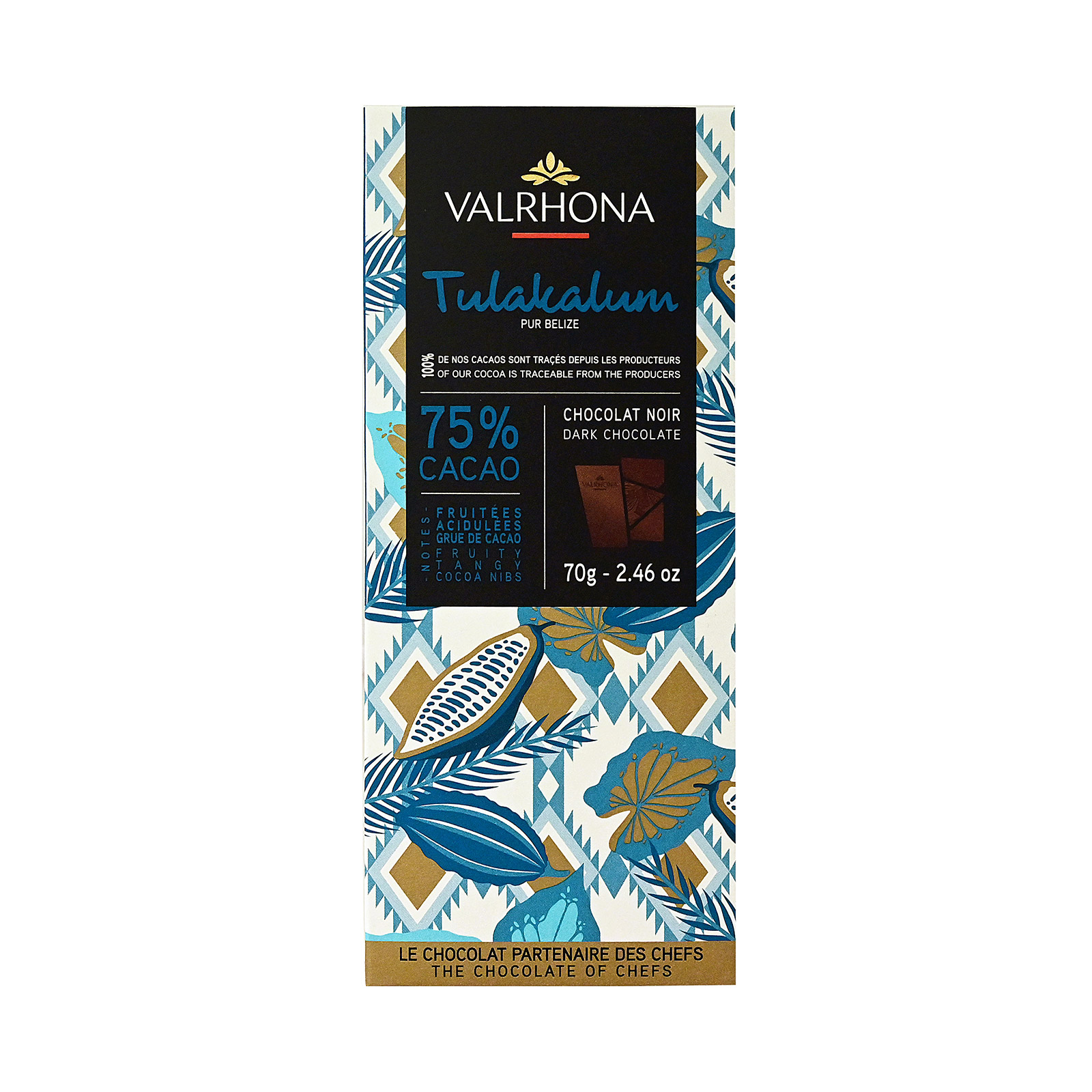 Valrhona Tulakalum dark chocolate 75% cacao 70g image 1