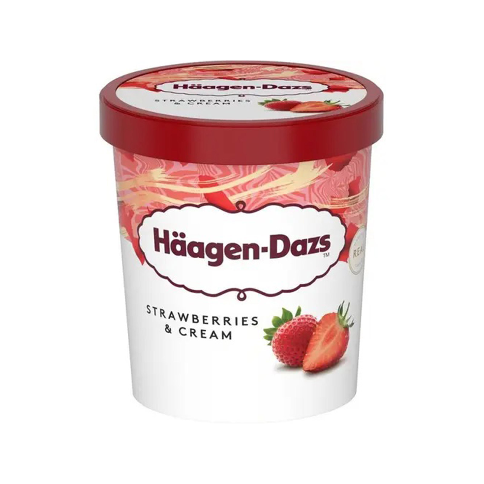 Haagen Dazs παγωτό οικογενειακό strawberries & cream 0.4kg εικόνα 1