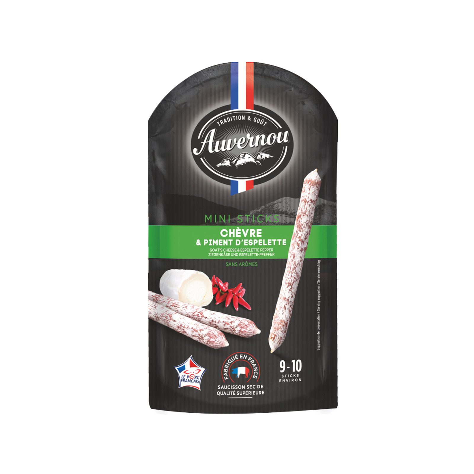 Auvernou σαλάμι αέρος sticks κατσικίσιο τυρί & τσίλι 100g εικόνα 1