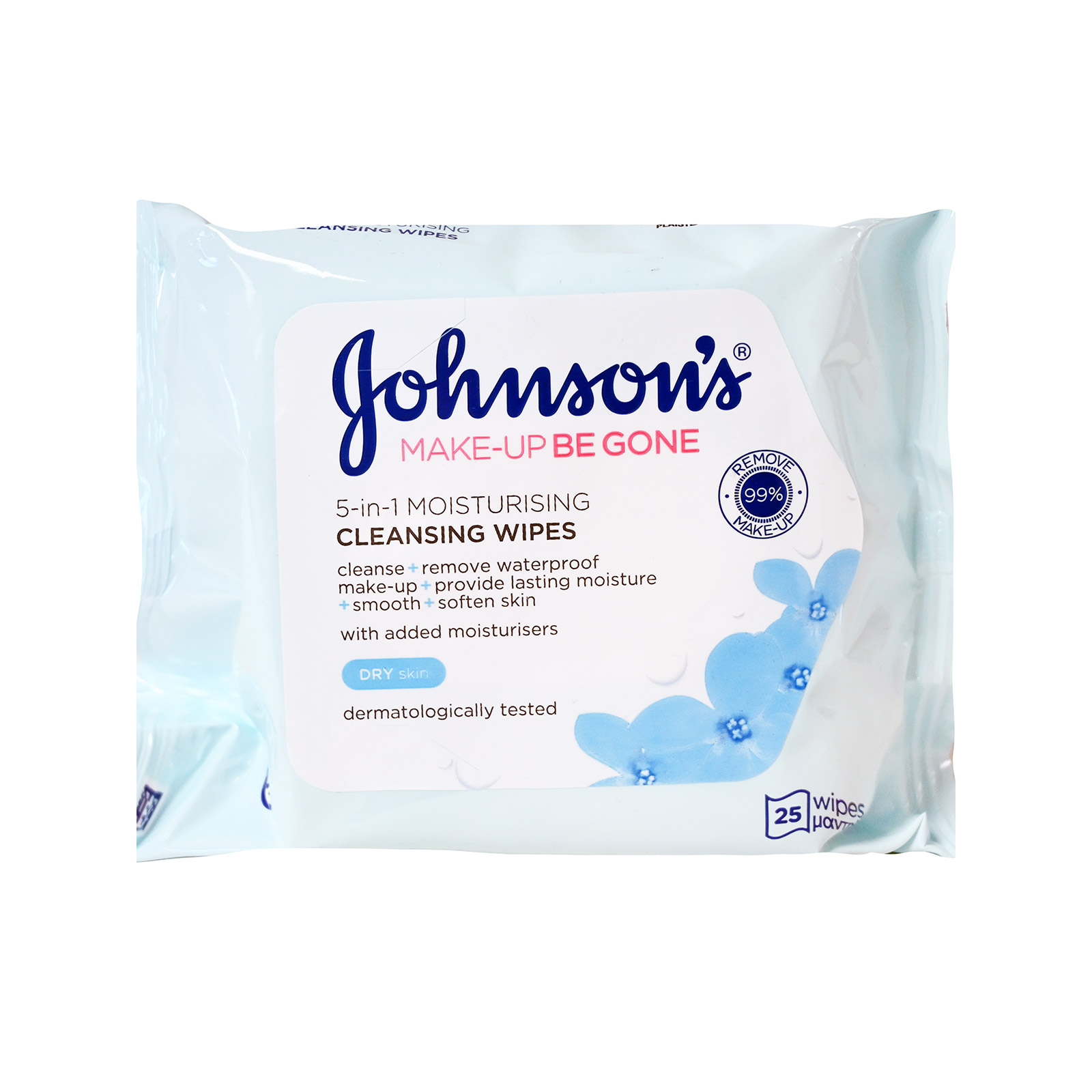 Johnson's Make up be gone υγρά μαντηλάκια ντεμακιγιάζ dry skin 25τεμ εικόνα 1