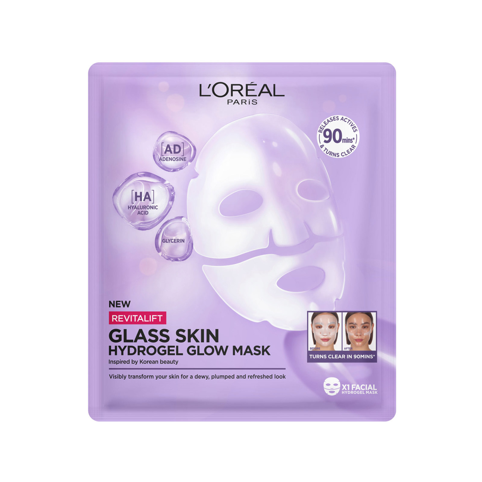L' oreal Revitalift Glass Skin μάσκα προσώπου 25g εικόνα 1