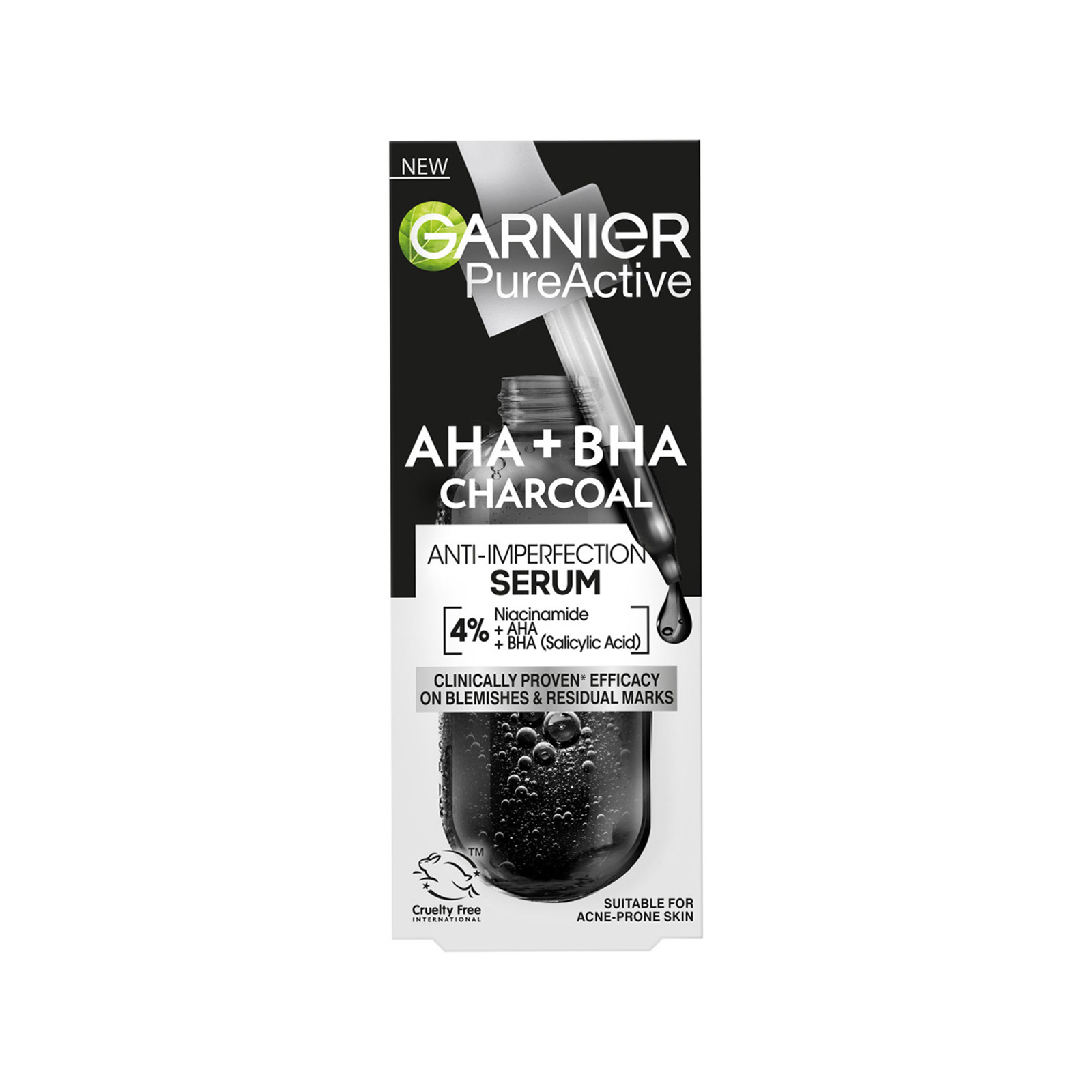 Garnier Pure active serum προσωπου aha + bha charcoal 30ml εικόνα 1