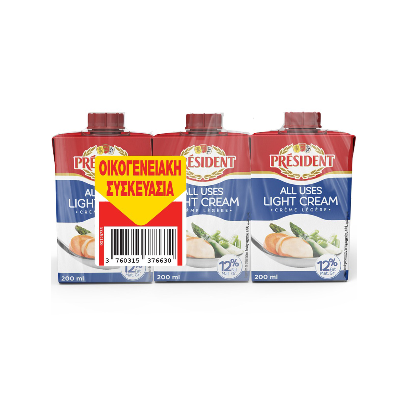 President Για Κάθε Χρήση κρέμα γάλακτος μακράς διαρκείας γάλακτος 3x200ml εικόνα 1