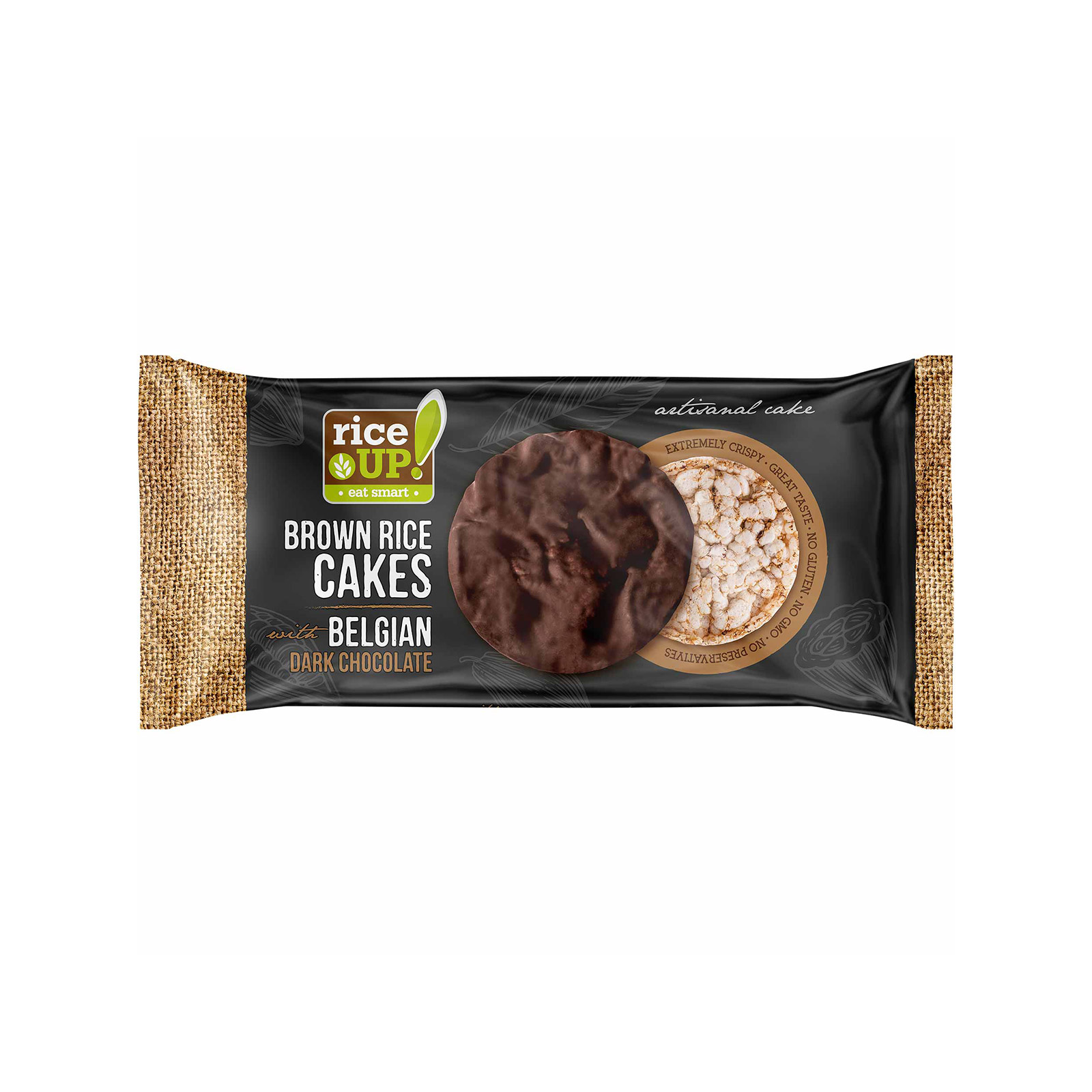 Rice Up ρυζογκοφρέτα καστανού ρυζιού belgian dark chocolate 90g εικόνα 1