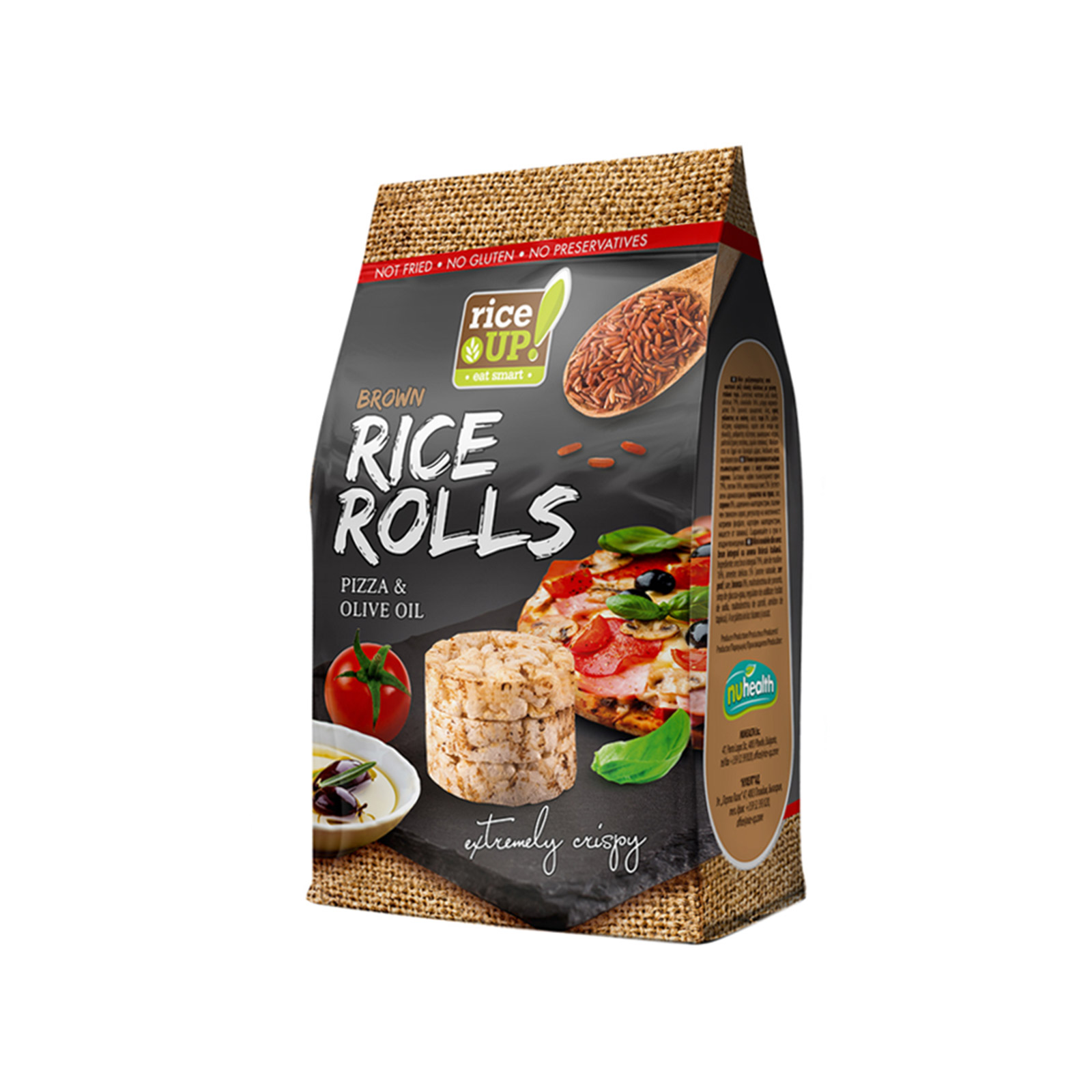 Rice Up ρυζογκοφρέτα mini ολικής αλέσεως pizza & olive oil 50g εικόνα 1