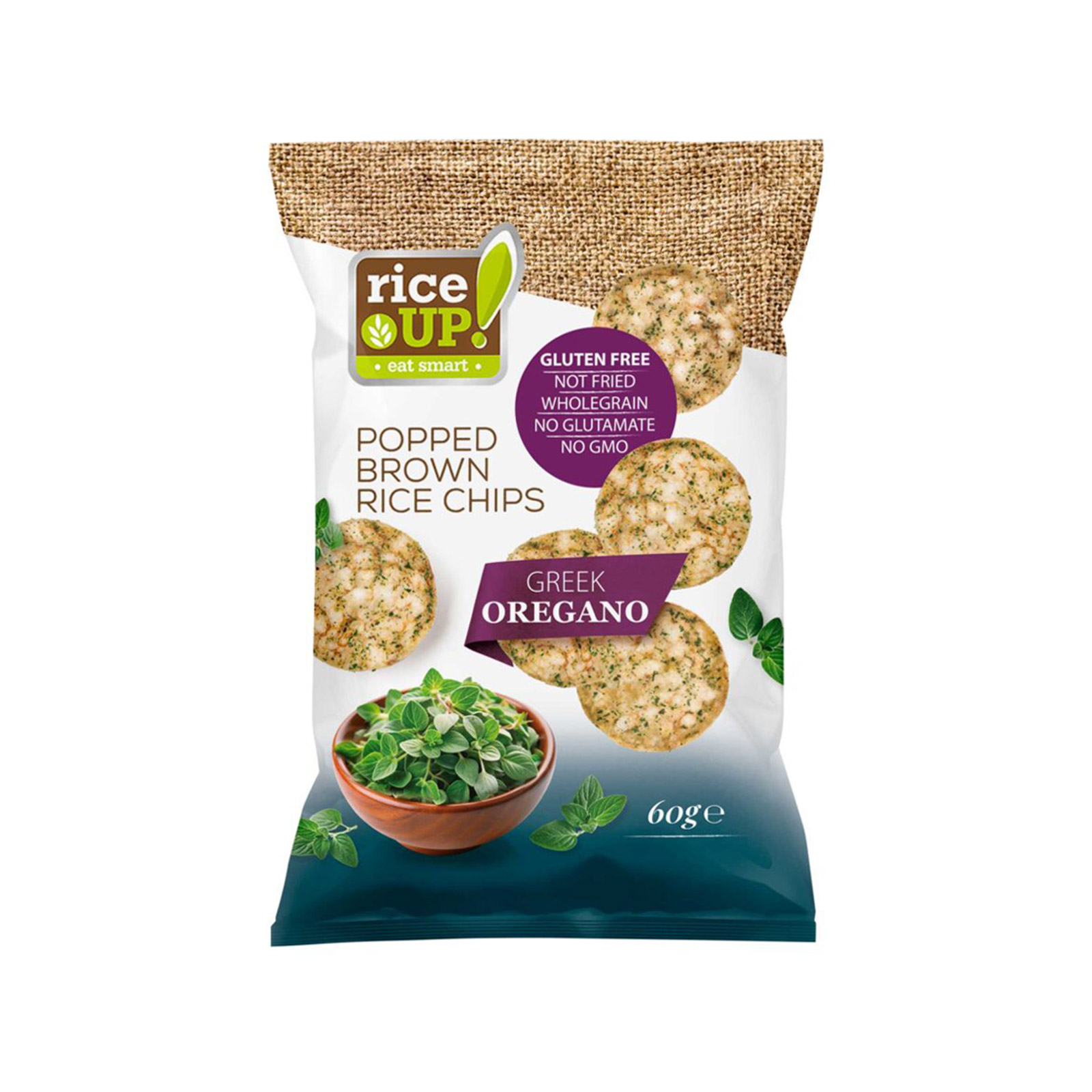 Rice Up τσιπς ρυζιού greek oregano 60g εικόνα 1