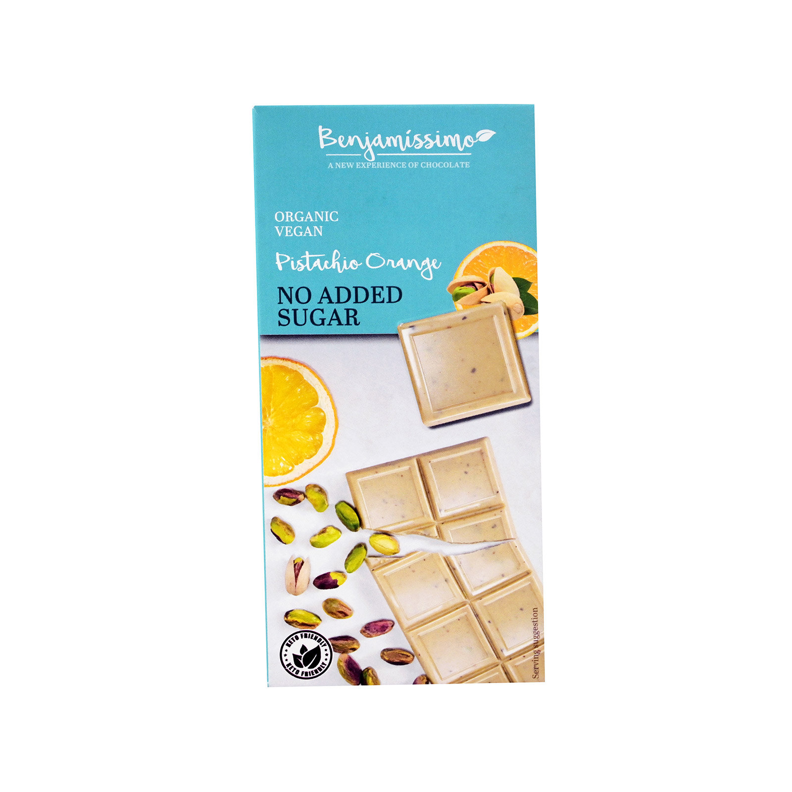 Benjamissimo σοκολάτα με φιστικι αιγίνης & άρωμα πορτοκαλι 70g εικόνα 1