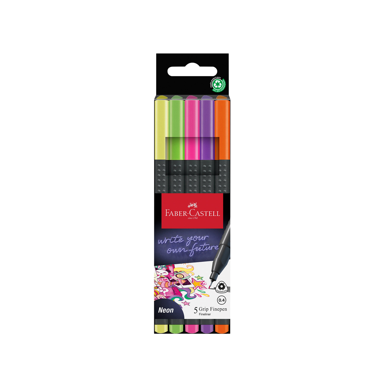 Faber Castell μαρκαδοράκια χρώματα neon 5τεμ εικόνα 1