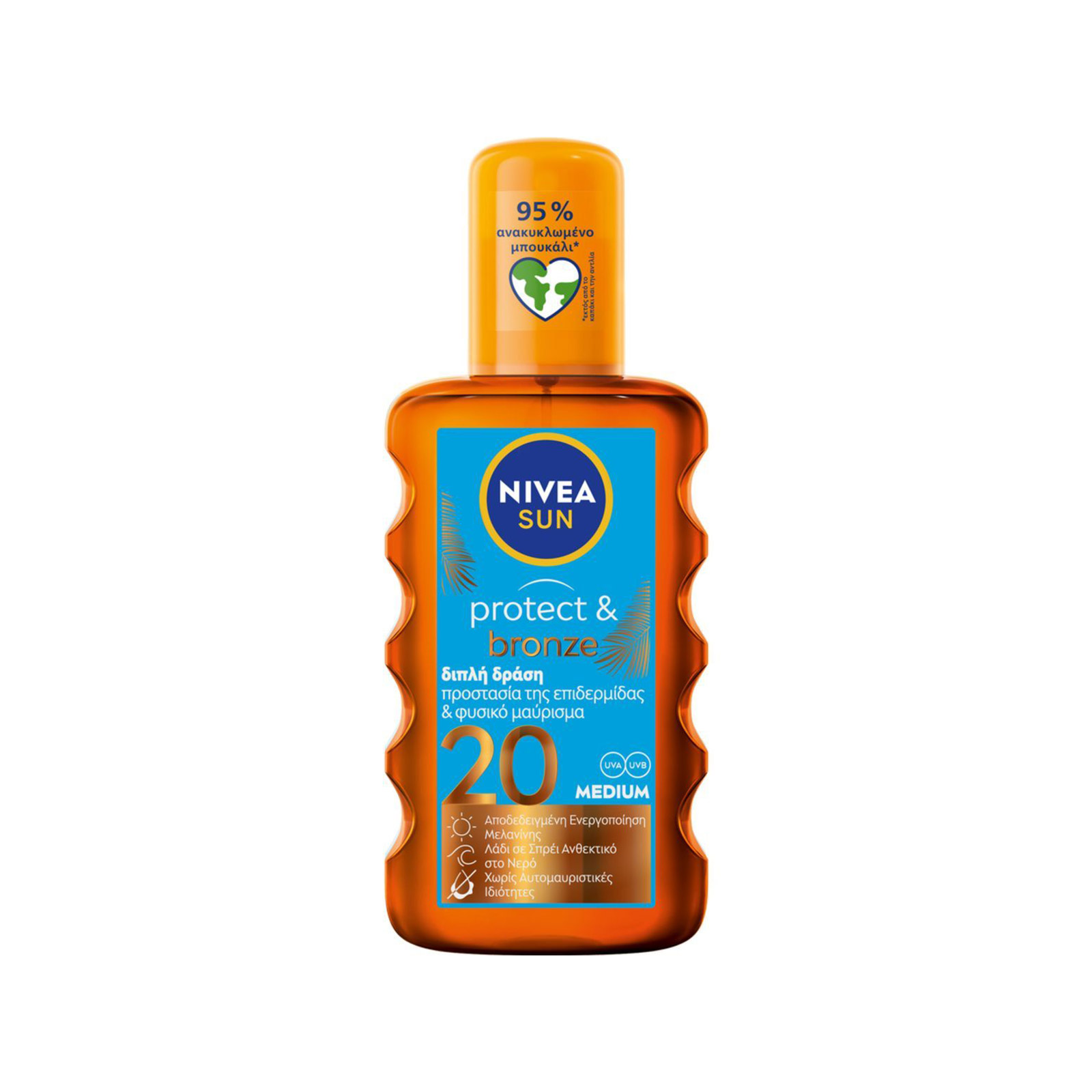 Nivea Sun/ Protect & Bronze αντηλιακό λάδι spray medium, spf20 200ml εικόνα 1
