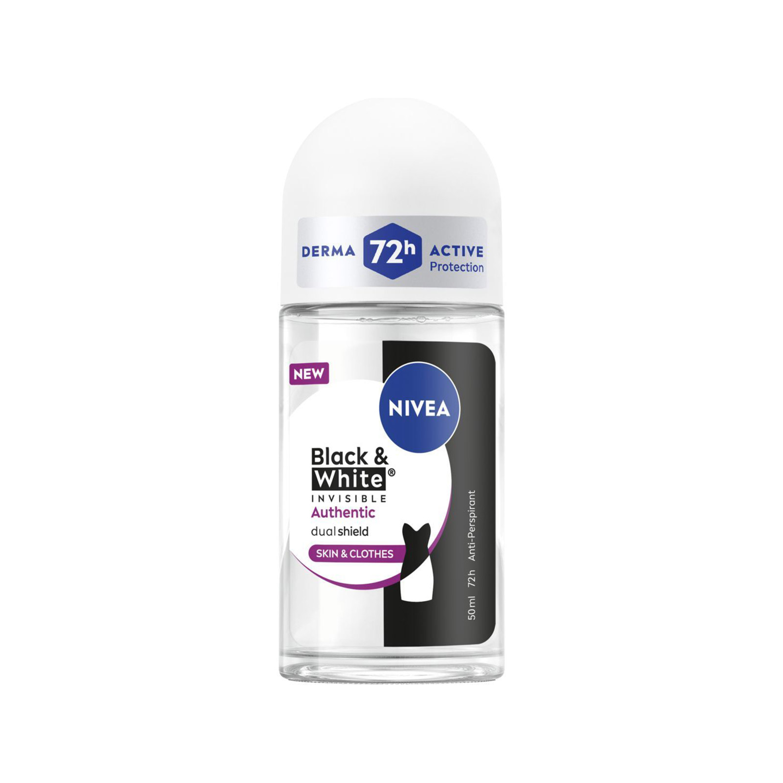 Nivea Black & White αποσμητικό roll on authentic 50ml εικόνα 1