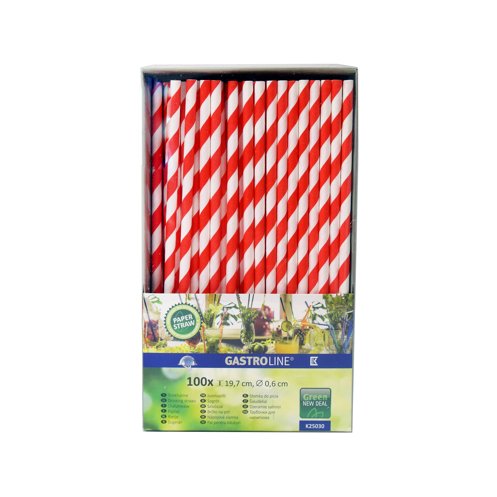 Gastroline καλαμάκια χάρτινα κόκκινα- λευκα 100τεμ εικόνα 1