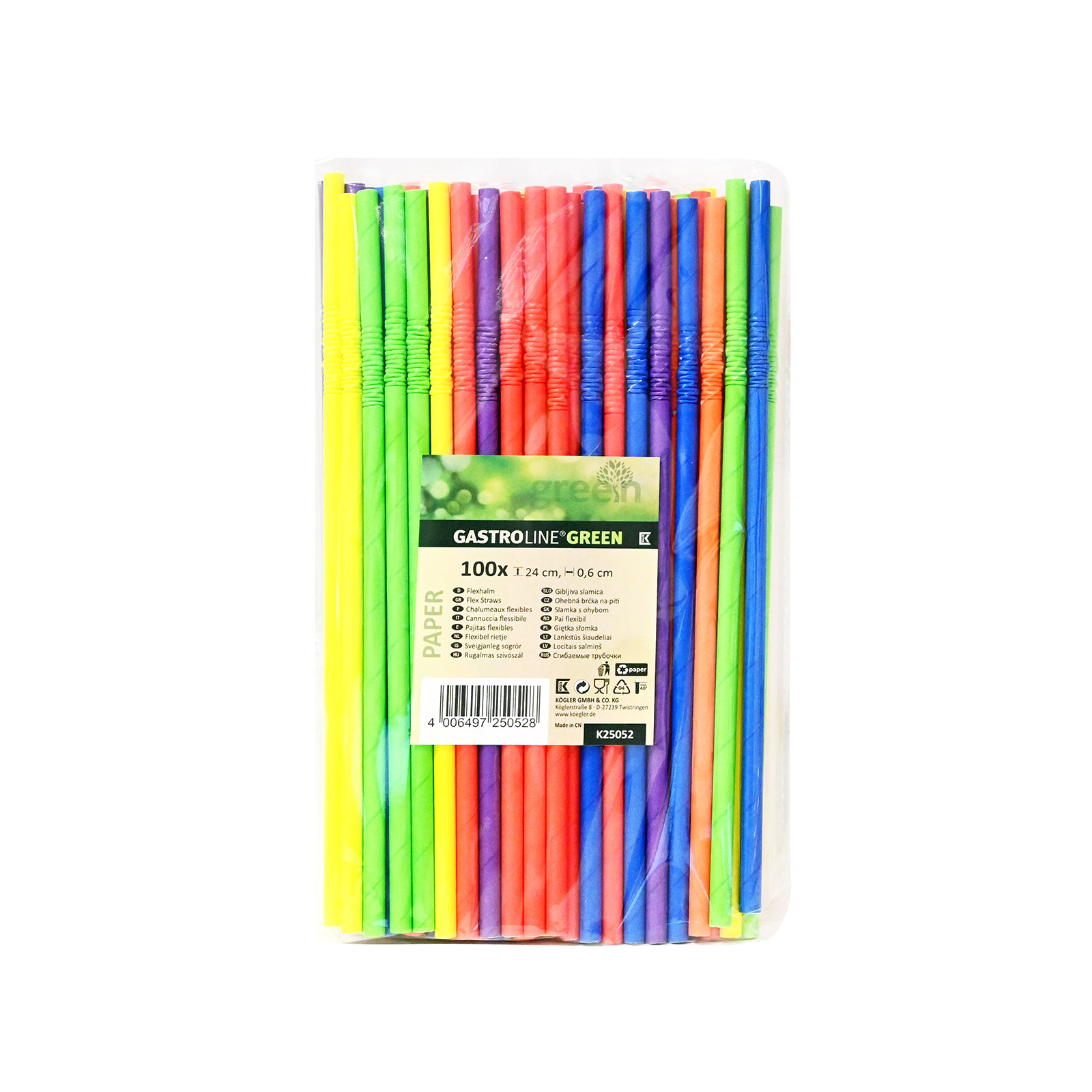 Gastroline K25052 καλαμάκια χάρτινα διάφορα χρώματα 100τεμ εικόνα 1