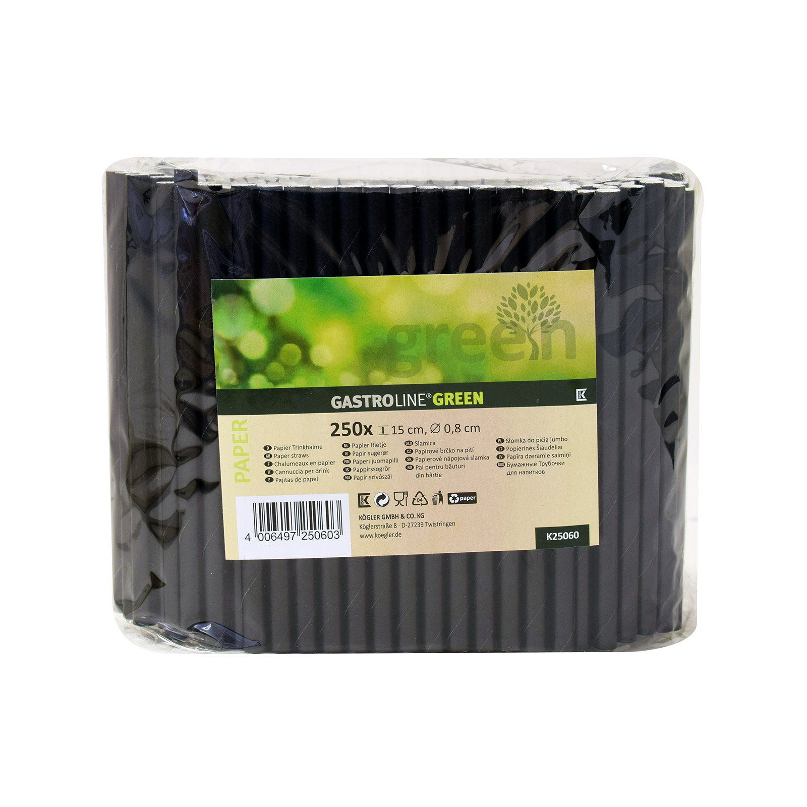 Gastroline Green καλαμάκια κοκτεϊλ χάρτινα μαύρα 250τεμ εικόνα 1