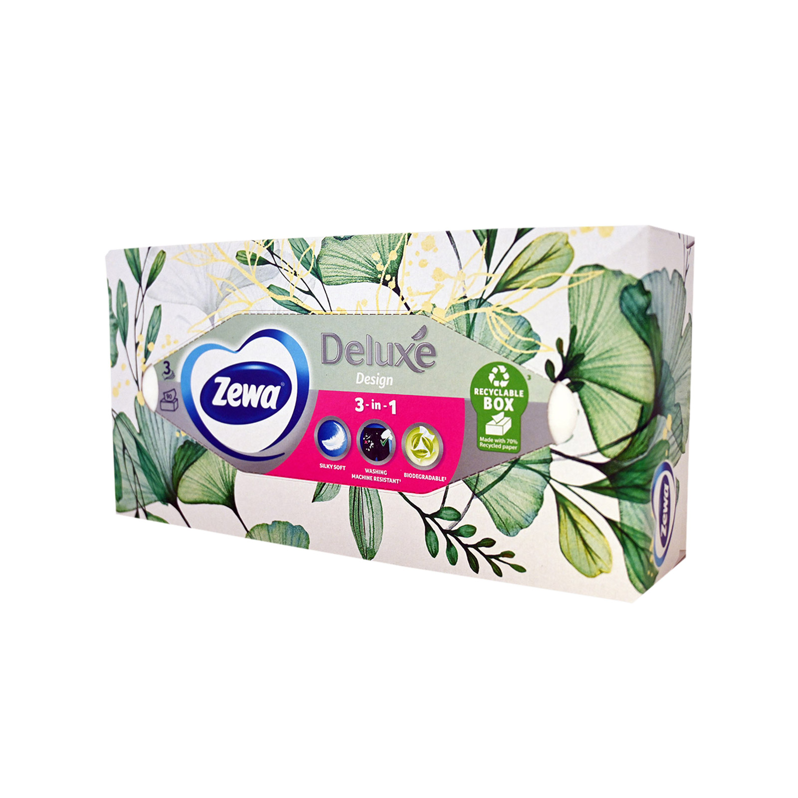 Zewa Deluxe tissues box light green 90 sheets 162g image 1