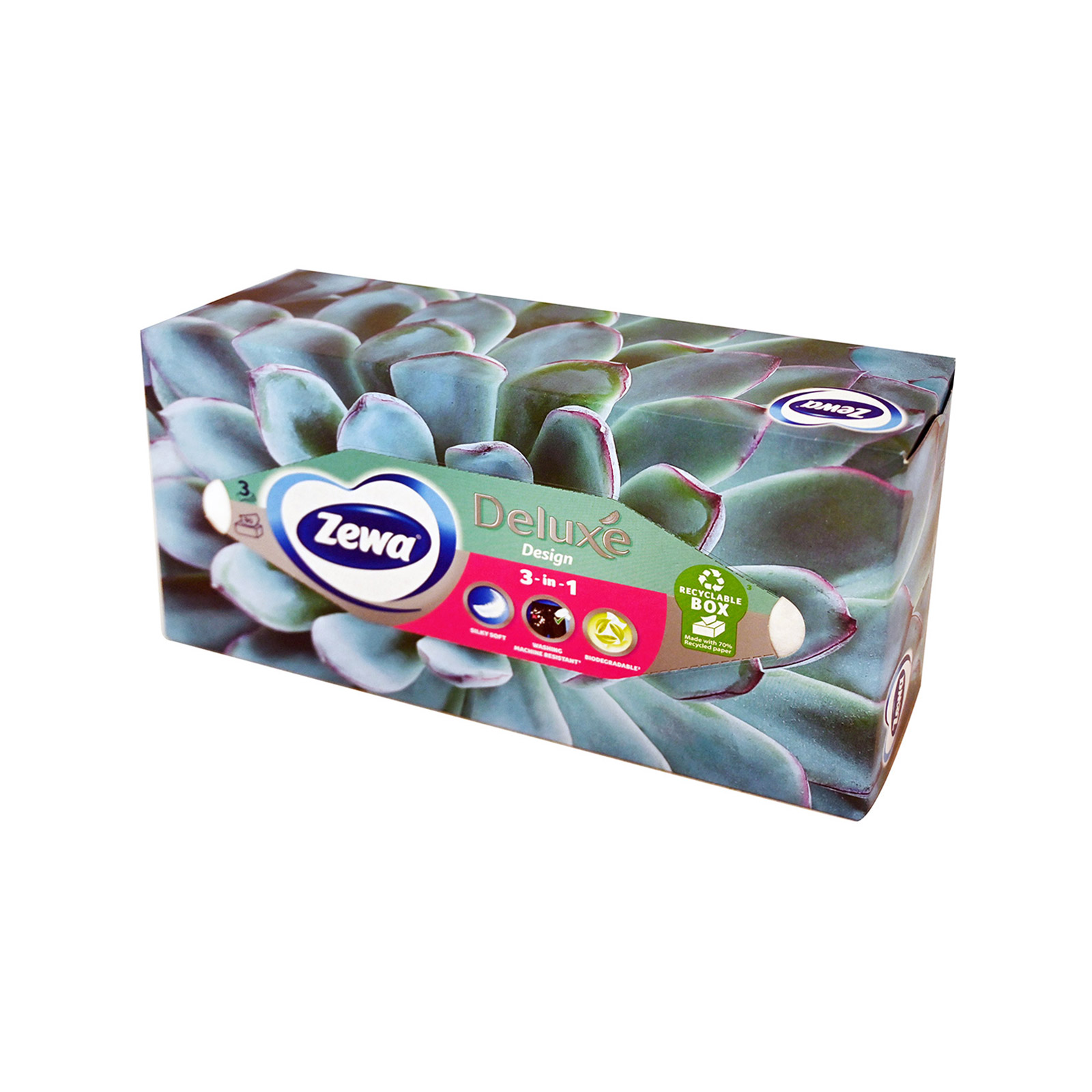 Zewa Deluxe tissues box green packaging 90pcs image 1
