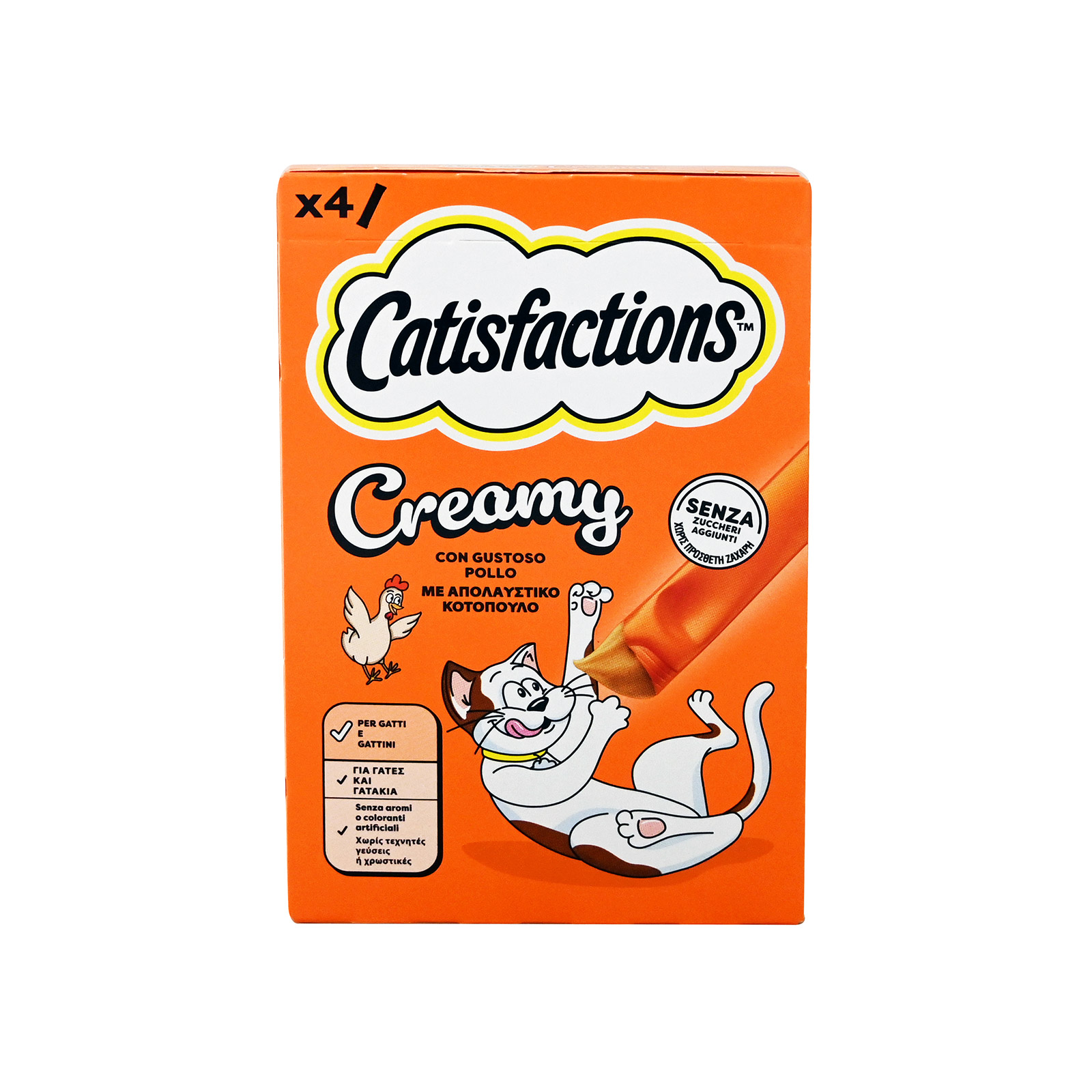 Catisfactions Creamy συμπληρωματική τροφή για γάτες κοτόπουλο 4x10g εικόνα 1