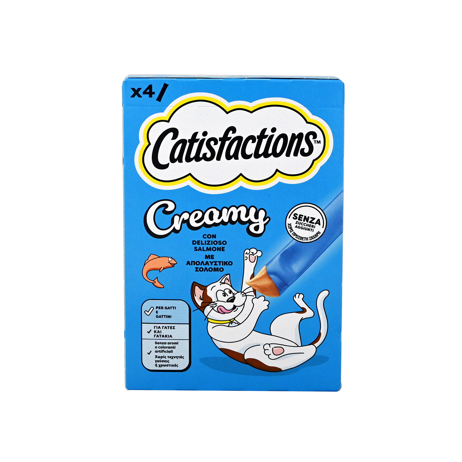 Catisfactions Creamy συμπληρωματική τροφή για γάτες σολομό 4x10g εικόνα 1