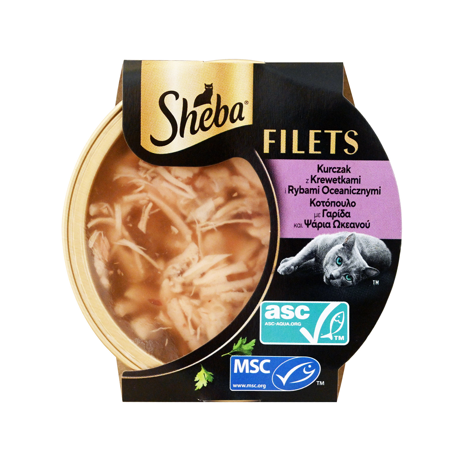 Sheba Filets συμπληρωματική τροφή για γάτες κοτόπουλο με γαρίδα και ψάρια ωκεανού 60g εικόνα 1