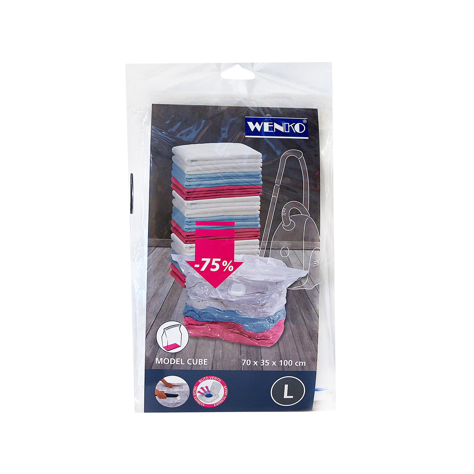 Wenko Vacuum cube σάκος με κενό αέρα large 70x100x35 εικόνα 1