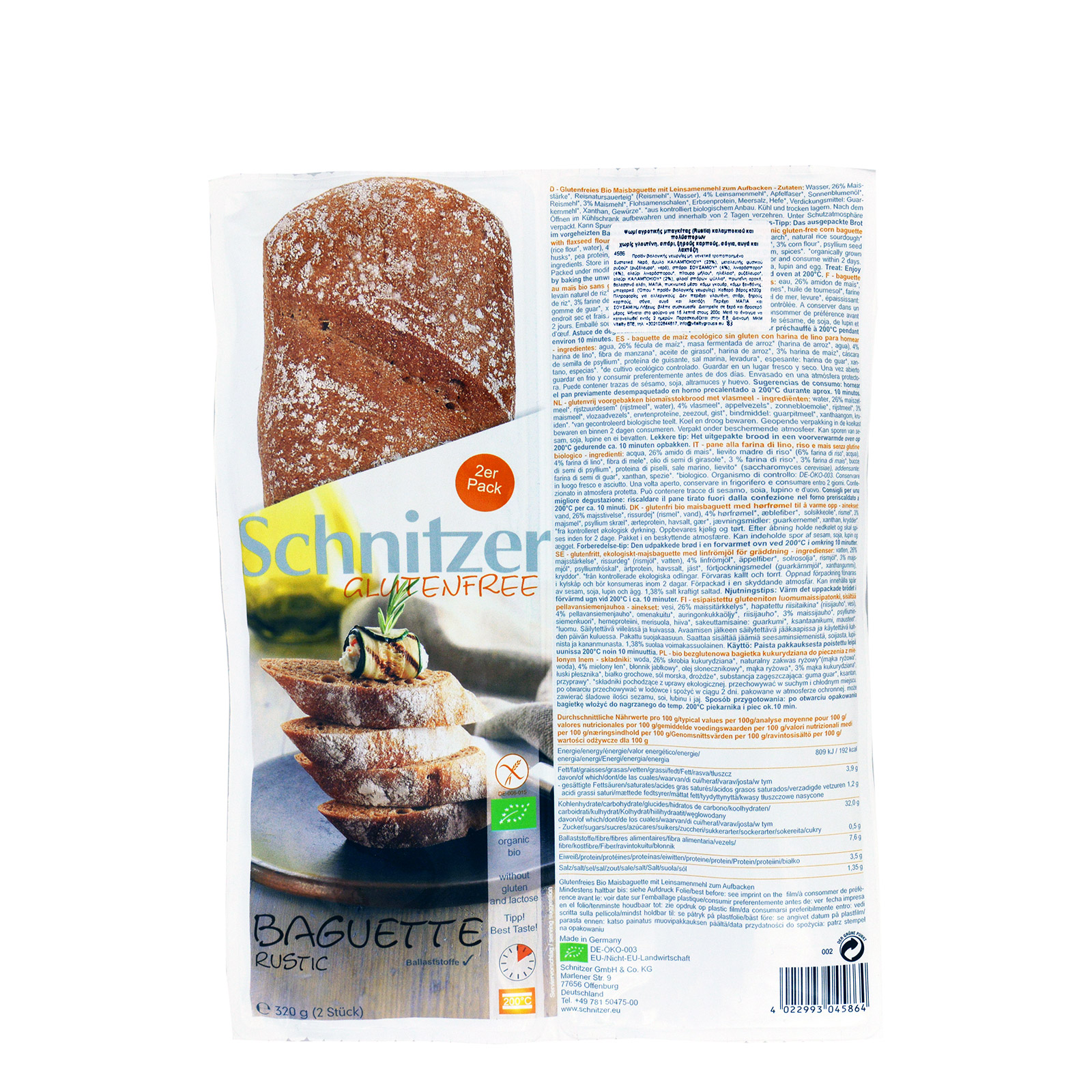 Schnitzer Baguette rustic ψωμί μπαγκέτα καλαμποκιού & πολύσπορο 320g εικόνα 1