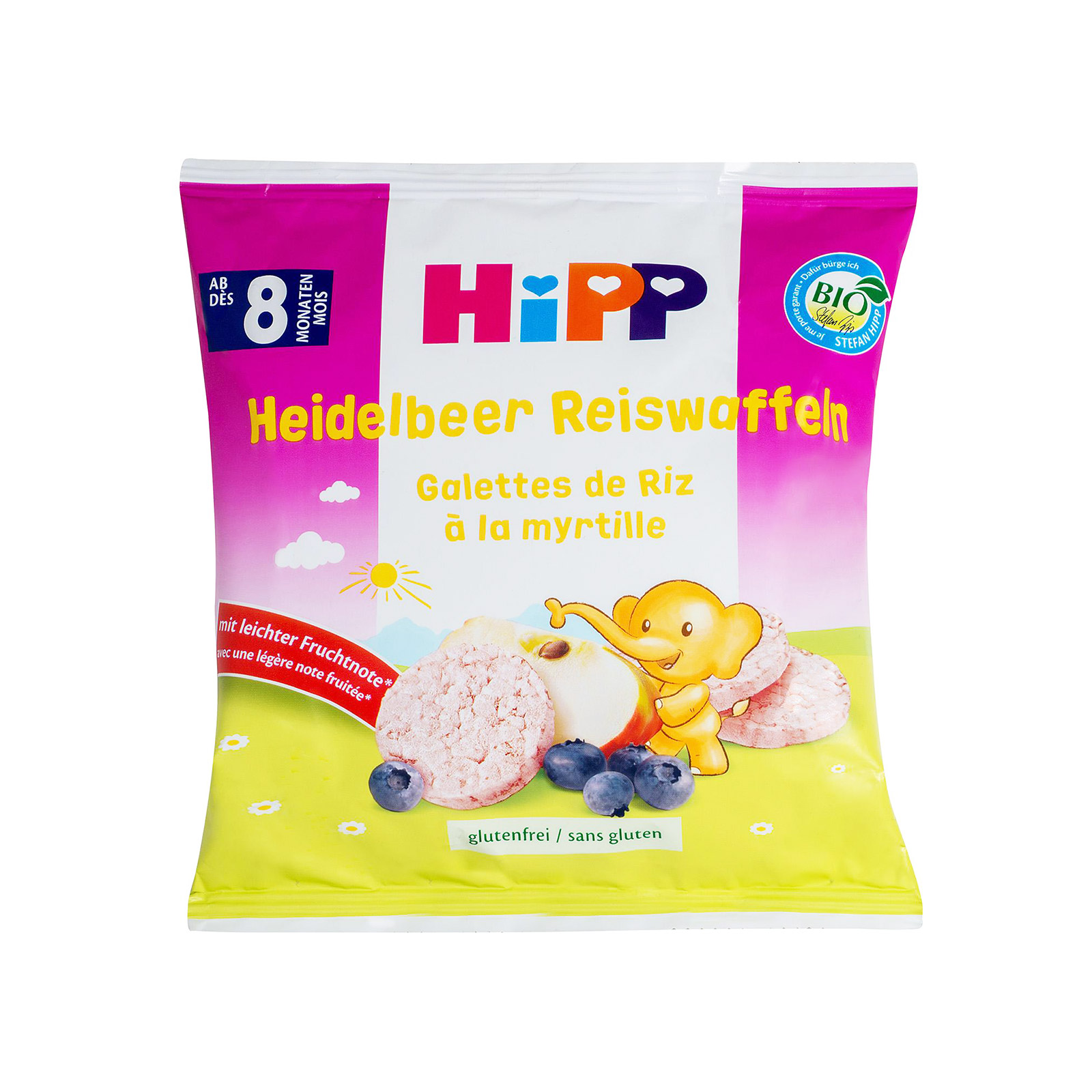 Hipp ρυζογκοφρέτα μίνι παιδική βατόμουρο +8 μηνών 30g εικόνα 1