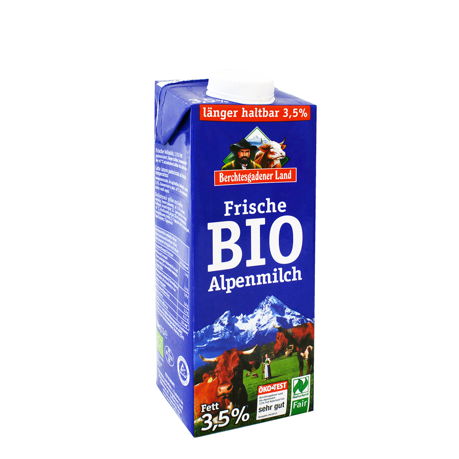 Naturland γάλα αγελάδος υψηλής παστερίωσης 3,5% λιπαρά 1lt εικόνα 1