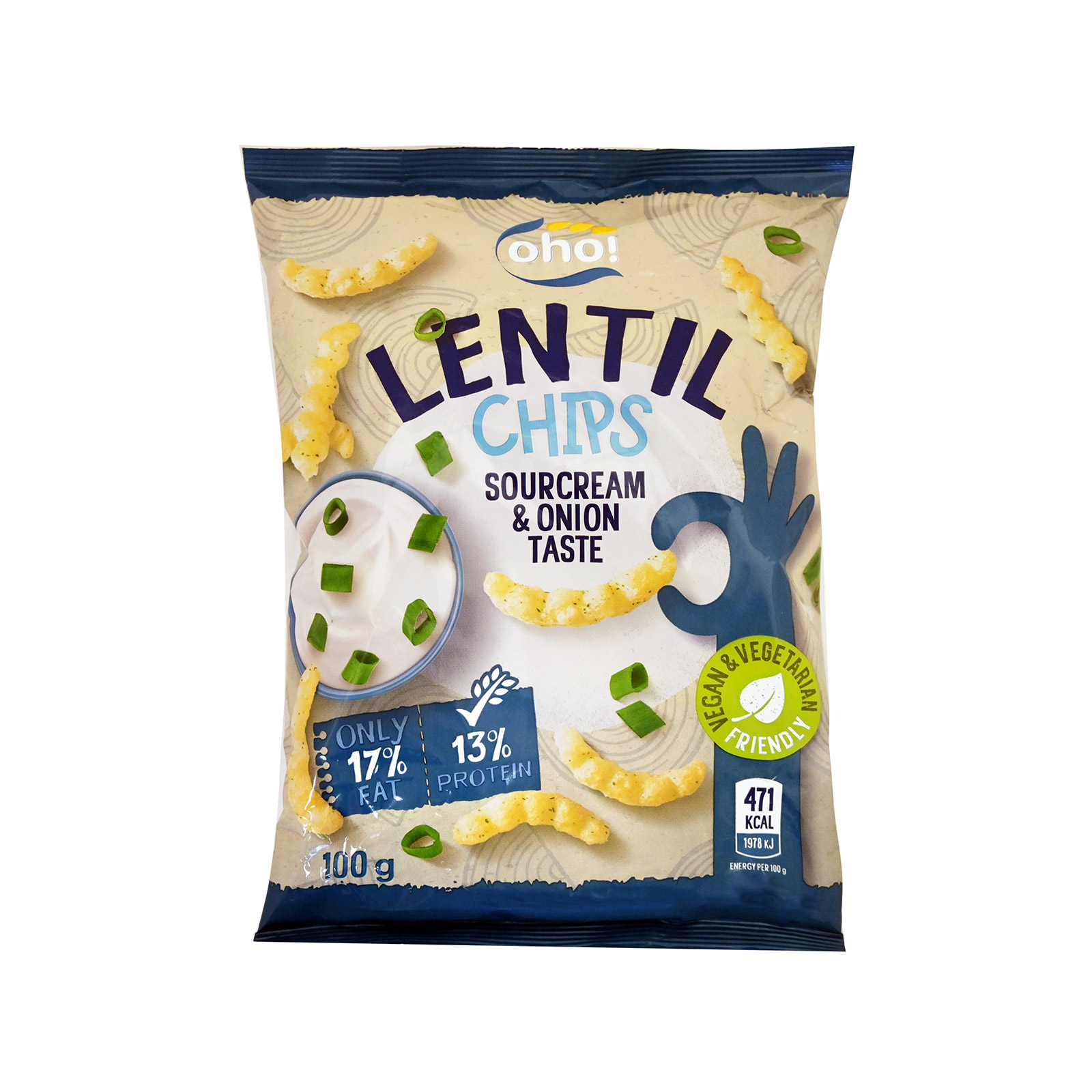 Oho! τσιπς φακής sourcream & onion 100g εικόνα 1