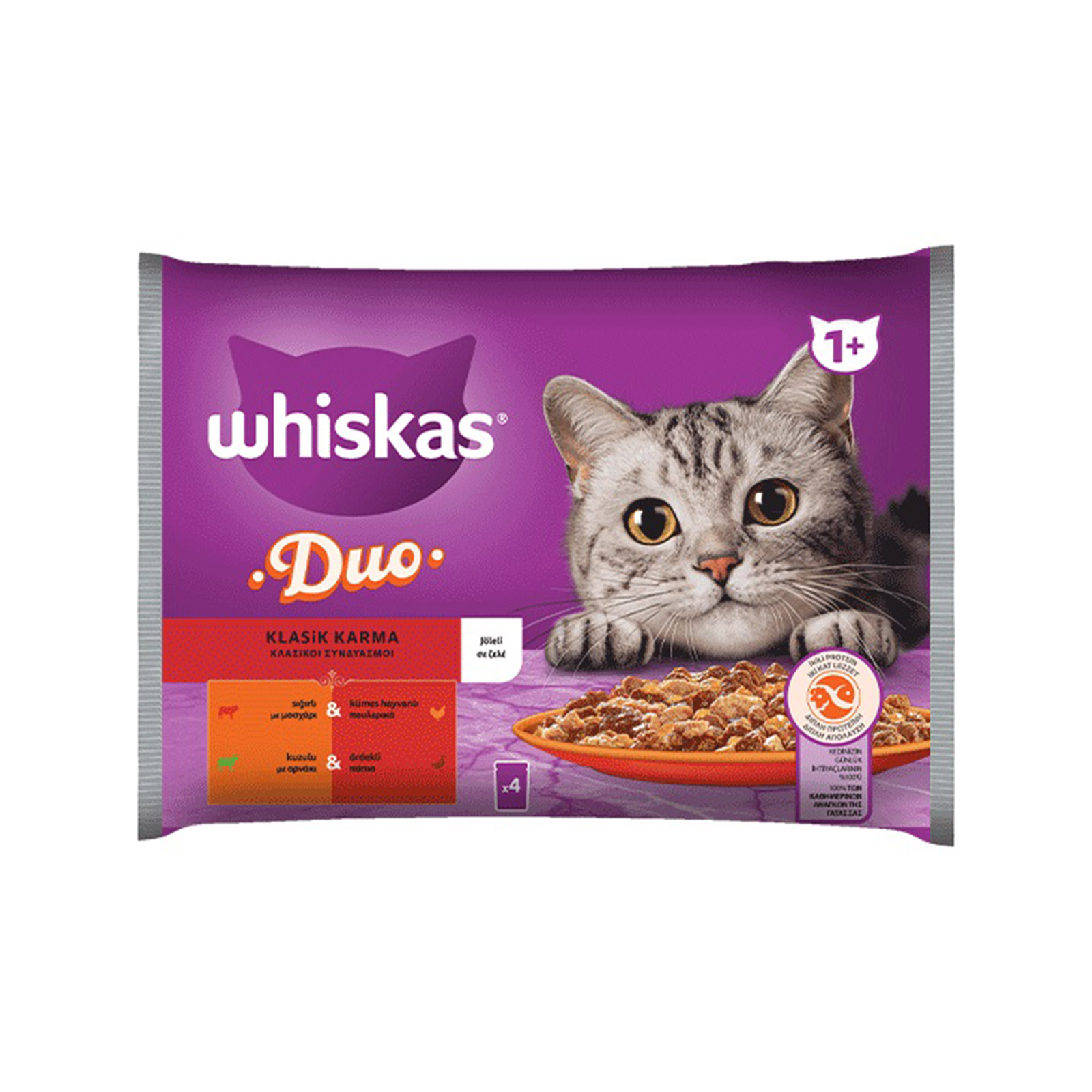 Whiskas Duo τροφή γάτας κλασικοί συνδυασμοί σε ζελέ 4x85g εικόνα 1